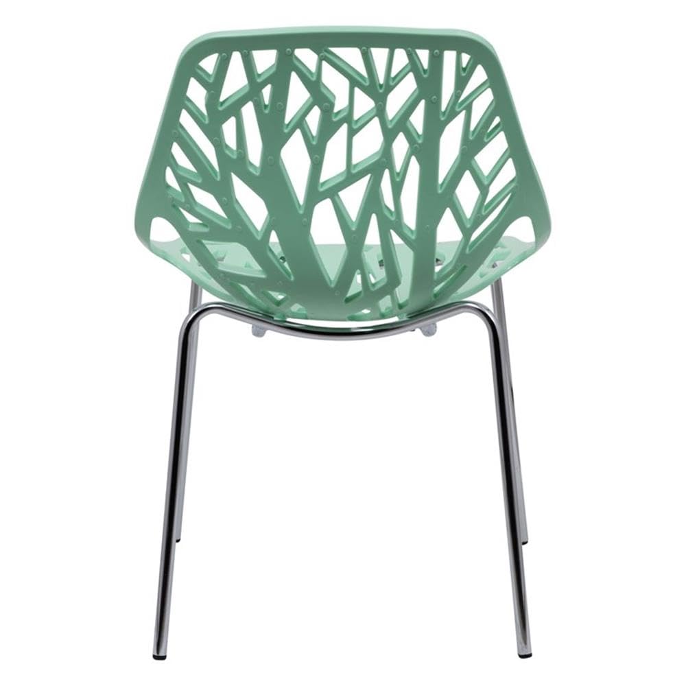 Modern Asbury Dining Chairs with Chrome Legs - Set of 2, Mint Green - Stylish Mid-Century Kitchen & Dining Room Seating for Home, Restaurant or Cafe