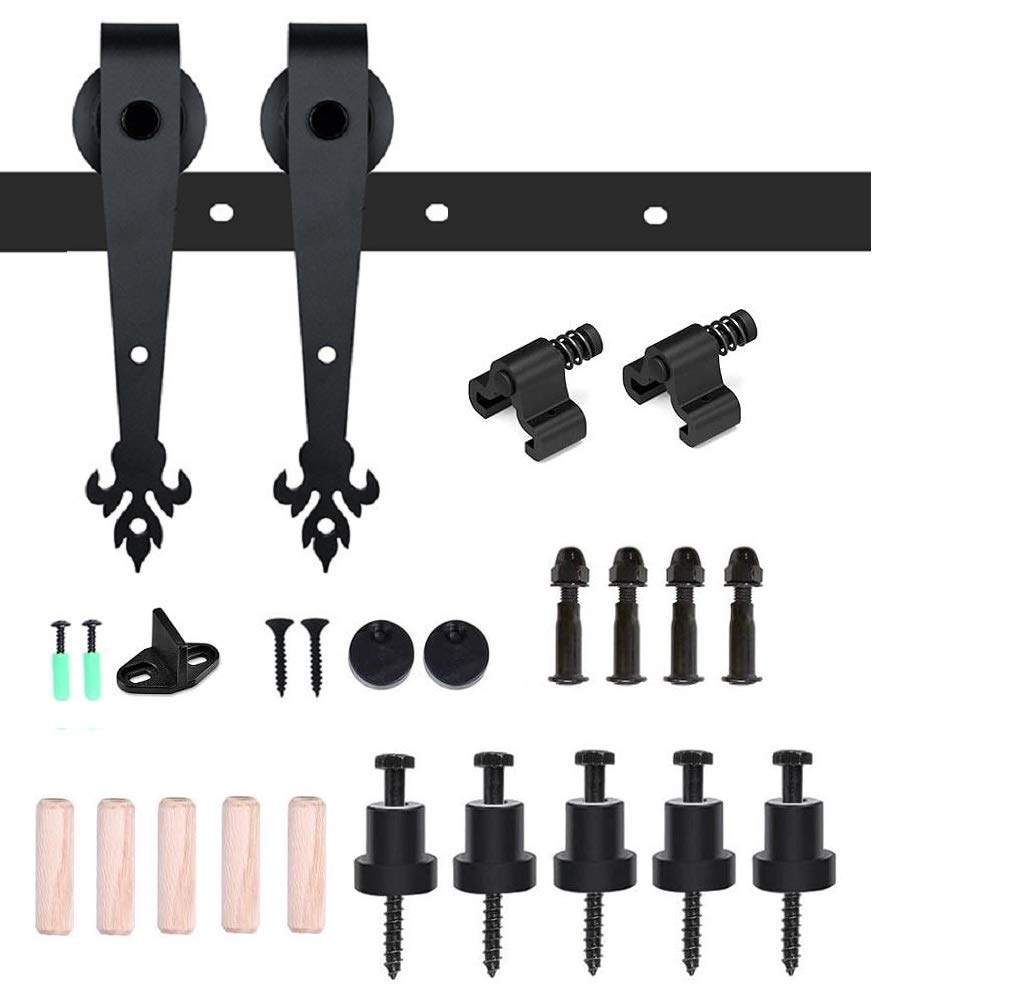 3.5-16FT Heavy Duty Sliding Barn Door Hardware Kit - Smooth & Quiet Operation - 10FT Rails for 60