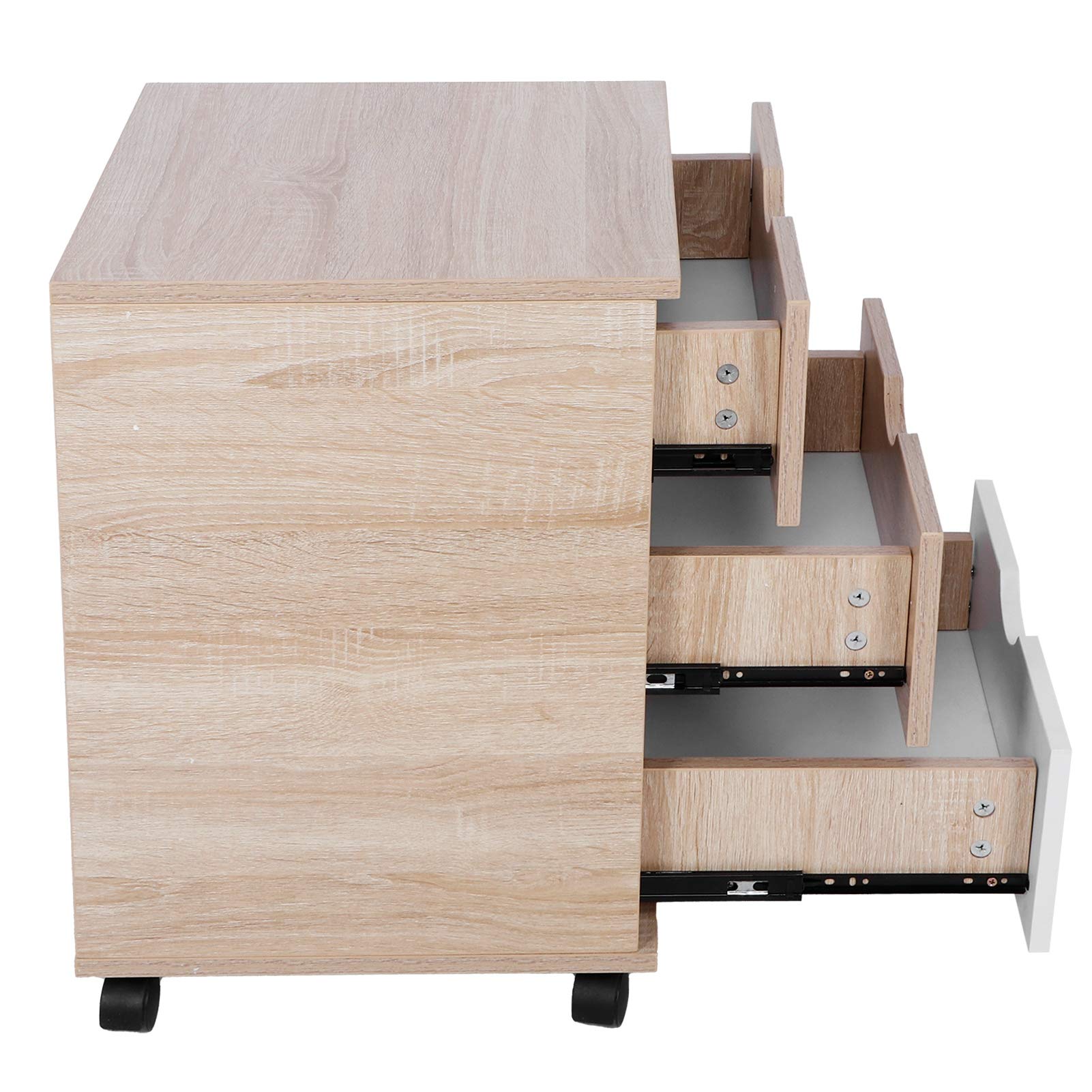 EVTSCAN Mobile Nightstand with 3 Drawers - Rolling Bedside Table, File Storage Cabinet for Bedroom, Home Office & Small Spaces - Perfect for Apartment Living, Dorm Rooms & Guest Bedrooms
