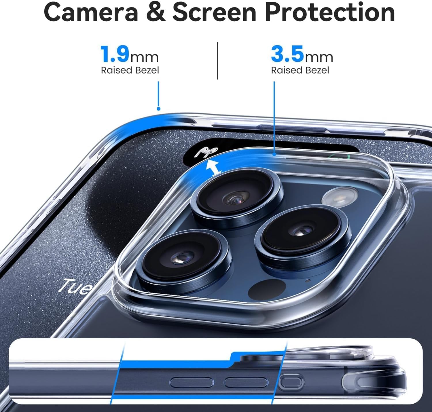 Mkeke Clear iPhone 15 Pro Max Case | Military-Grade Drop Protection | Shockproof Slim Phone Cover | Anti-Yellowing | 2023 Model | Perfect for Outdoor Activities & Daily Use