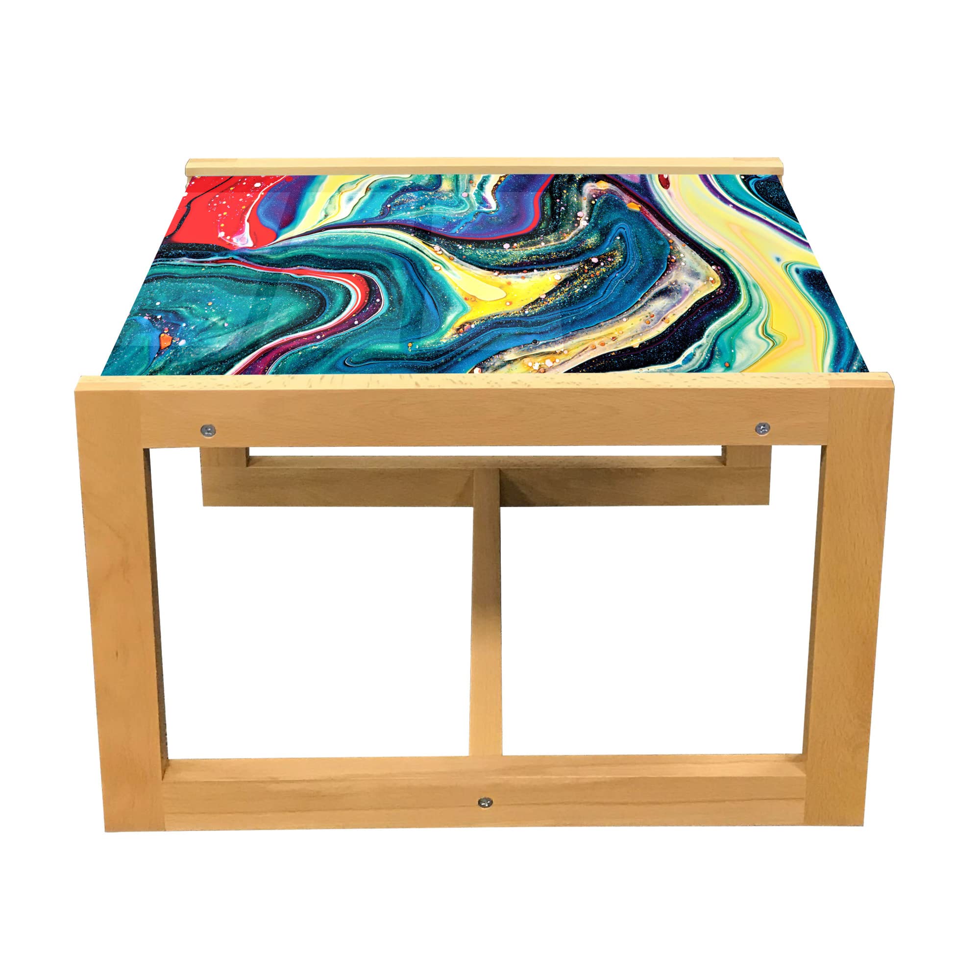 Ambesonne Marble Coffee Table - Abstract Art Print, Acrylic Glass with Wooden Frame for Office & Dorm Decor