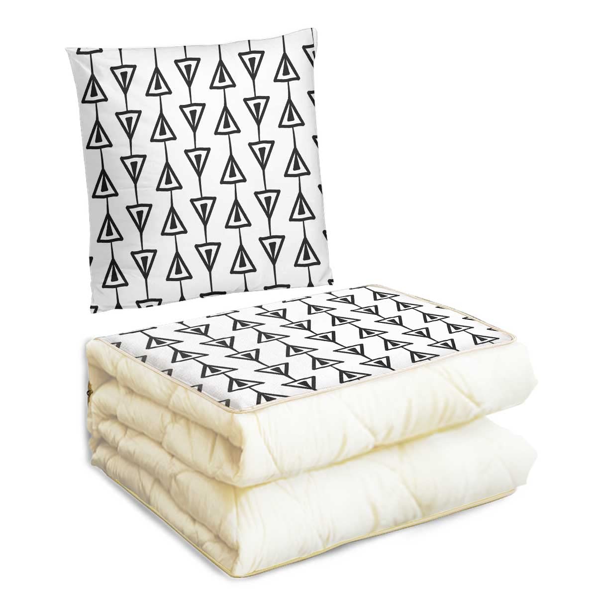 Premium Soft Travel Blanket Pillow - Black & White Nordic Style - 18
