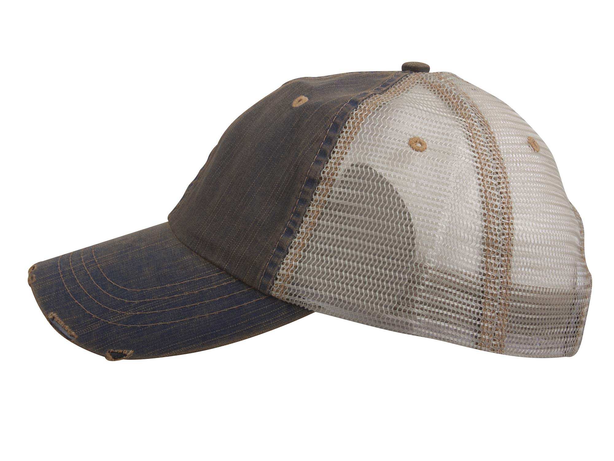 Vintage Distressed Herringbone Trucker Hat for Outdoor & Casual Wear