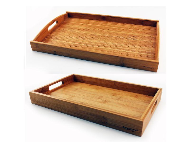 BergHOFF 2-Piece Bamboo Serving Tray Set - Durable & Eco-Friendly for Breakfast, Brunch, or Coffee Table Decor
