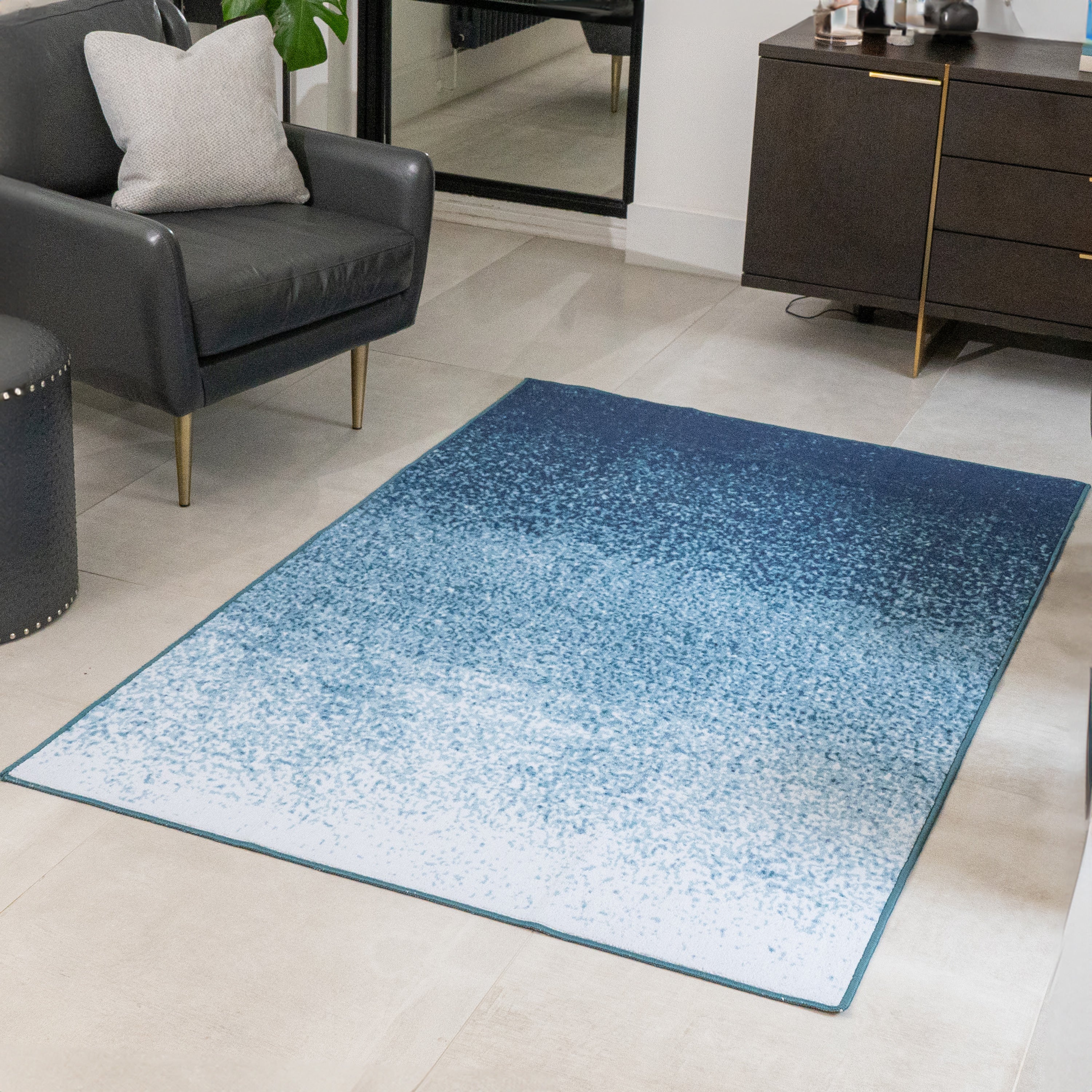 Fusion Lex Washable Rug - Blue | Non-Slip & Machine Washable Area Rug for Living Room, Bedroom, or Nursery | Soft & Durable Home Decor