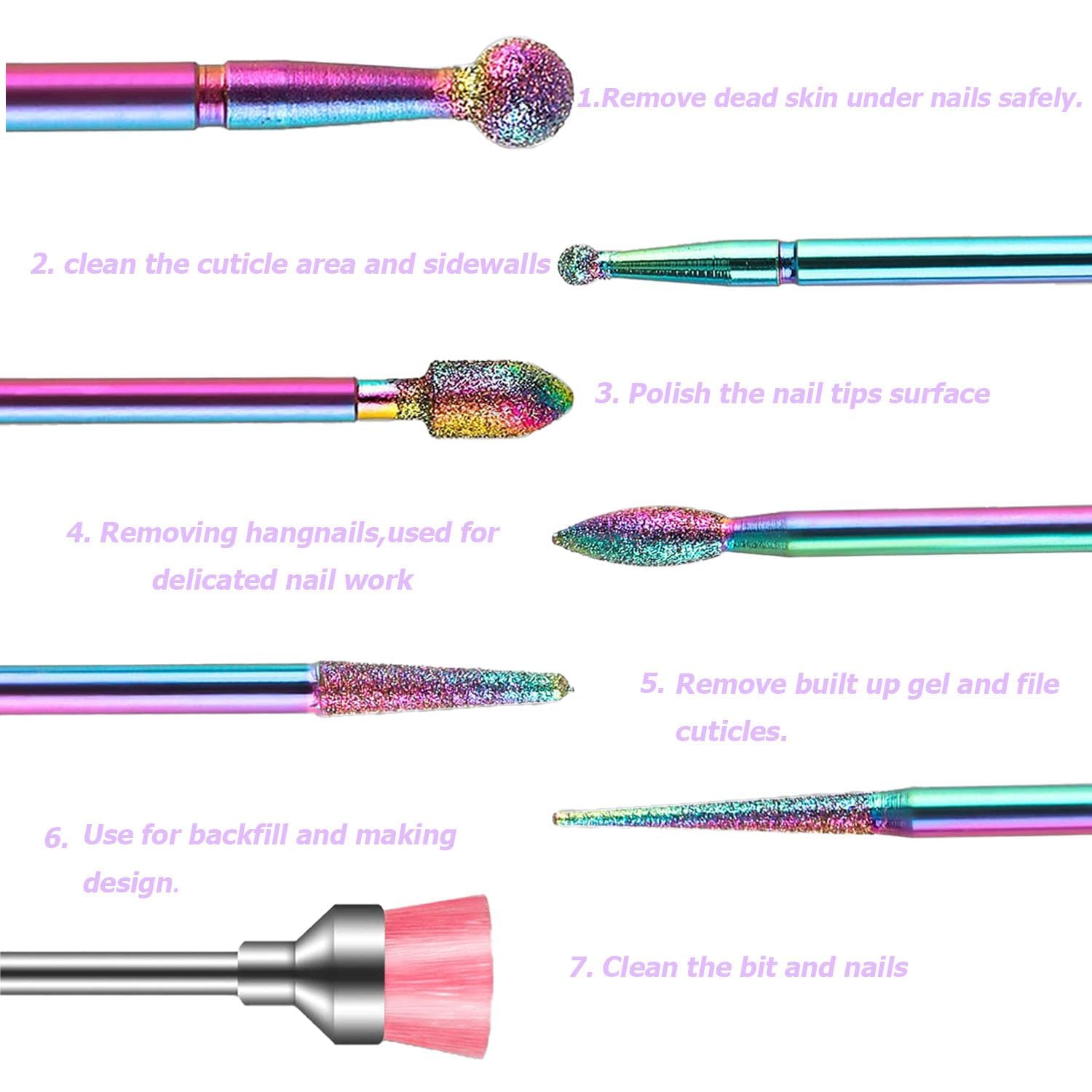 14pcs Professional Nail Drill Bits Set - 3/32'' Diamond & Carbide Cuticle Remover for Electric Manicure, Acrylic & Gel Nails - Perfect for Salon & Home Nail Care, Pedicures & DIY Nail Art