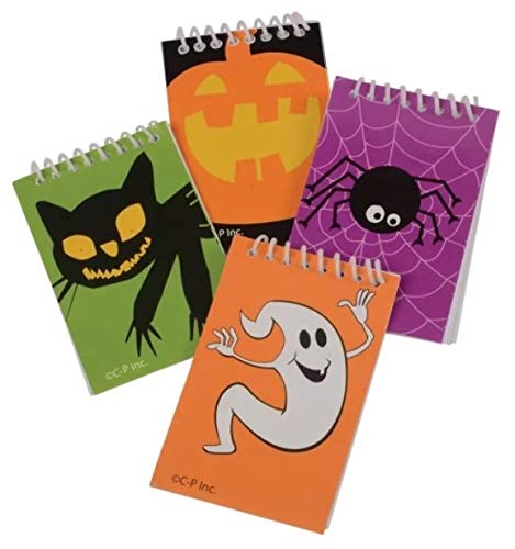 24 Halloween Notepads Set - Pumpkin, Spider, Ghost & Cat Designs - Spooky Party Supplies & Favors for Trick or Treat, Classroom Rewards & Halloween Decorations