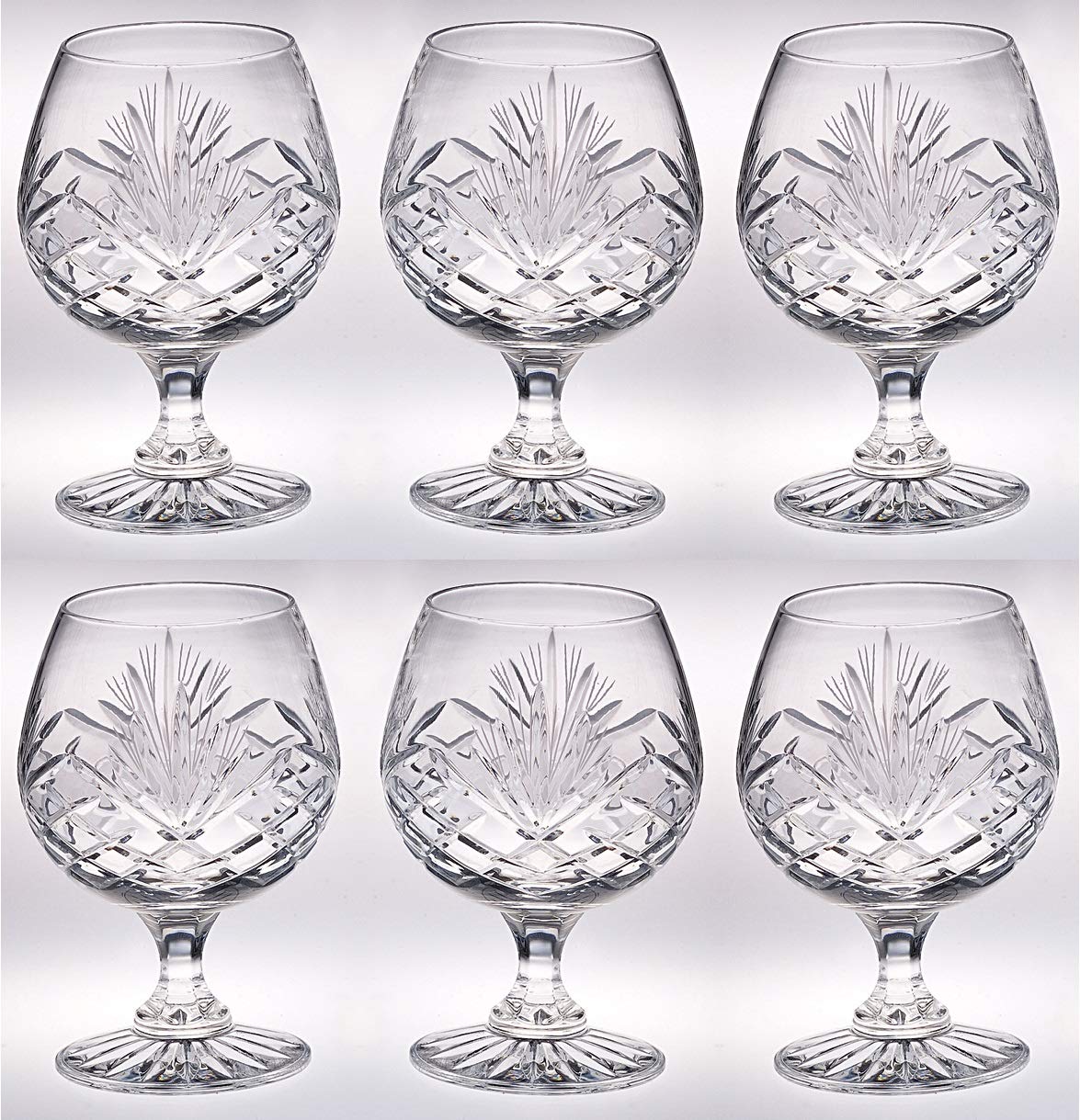 Premium Handcrafted Barski Crystal Sherry Brandy Cognac Snifter Glasses Set of 6 - 9oz European Crystal Glassware for Bourbon, Whiskey & Fine Spirits - Perfect for Home Bars, Gifts & Entertaining