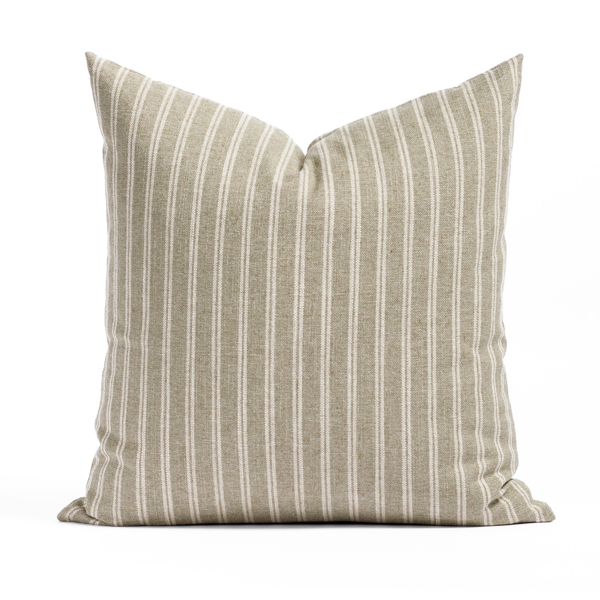 Conway Stripe 20x20 Decorative Throw Pillow Cover - Sage Green Cotton Linen Blend Cushion Case for Sofa, Bed, Living Room & Home Decor