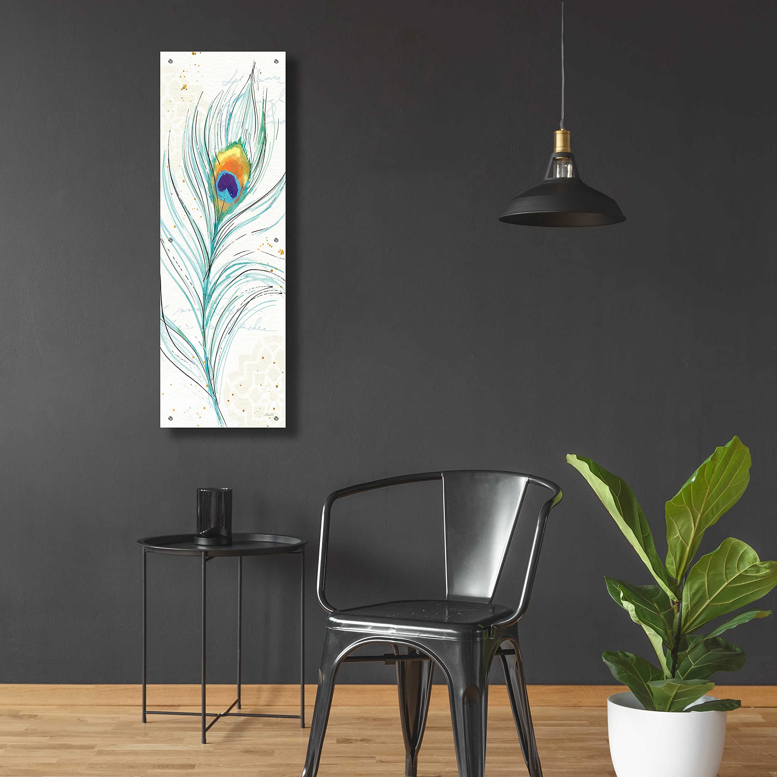 Peacock Garden V by Ann Tavoletti - Stunning 16x48 Inch Acrylic Glass Wall Art Decor | Vibrant Peacock Painting for Living Room, Bedroom & Office Wall Decor