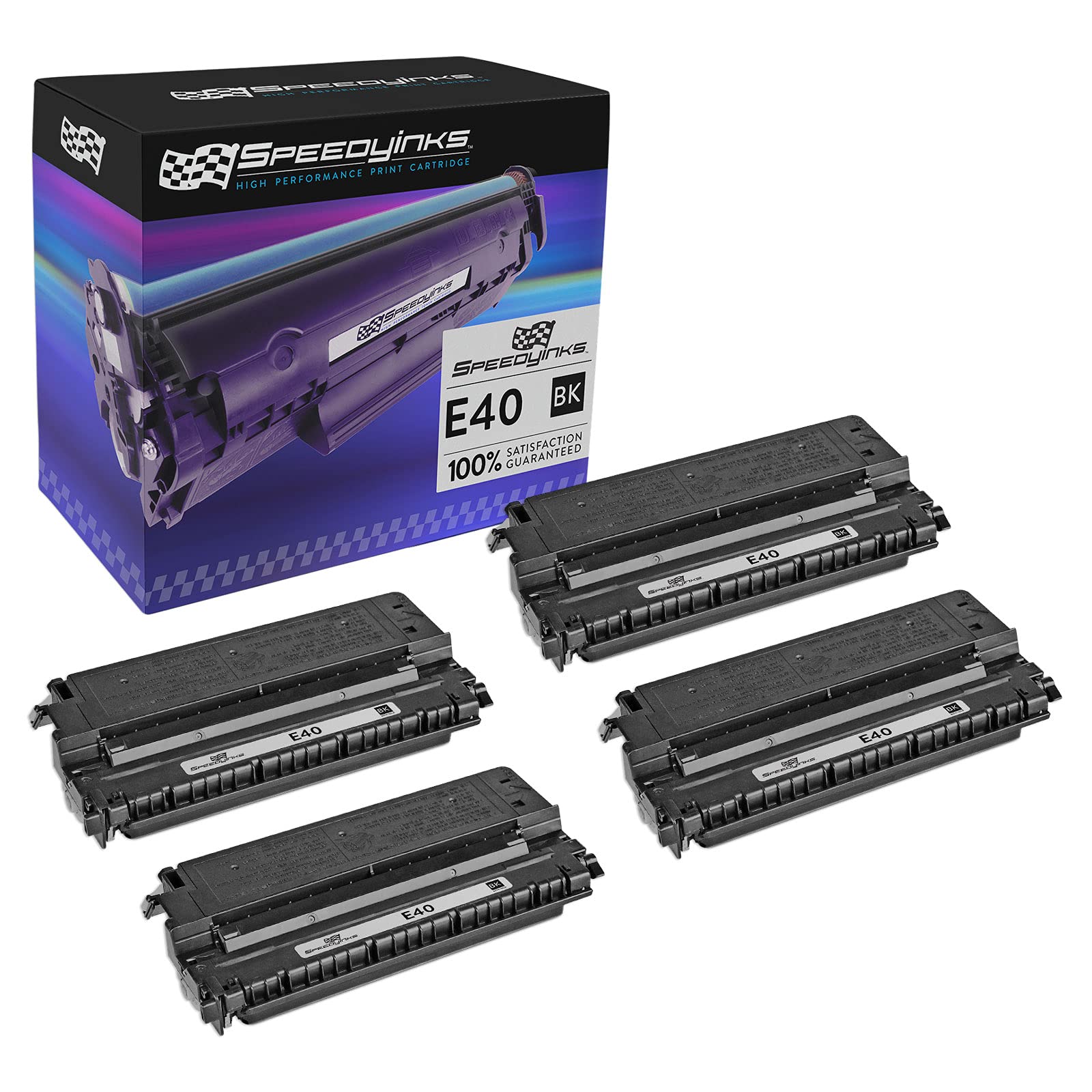SPEEDYINKS High-Capacity Black Toner Cartridge Replacement (4-Pack) for Canon E40 - Compatible with FC-100/120/200/204 & PC140/150/160/170 Printers - Perfect for Office & Home Printing Needs