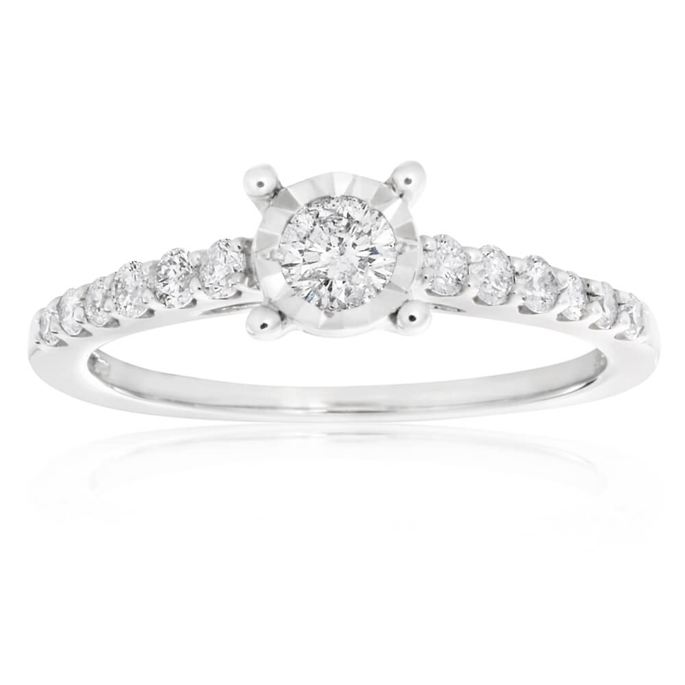 9ct White Gold Diamond Ring - 0.5 Carat Brilliant Cut Engagement Ring for Women, Perfect for Proposals, Anniversaries & Special Occasions