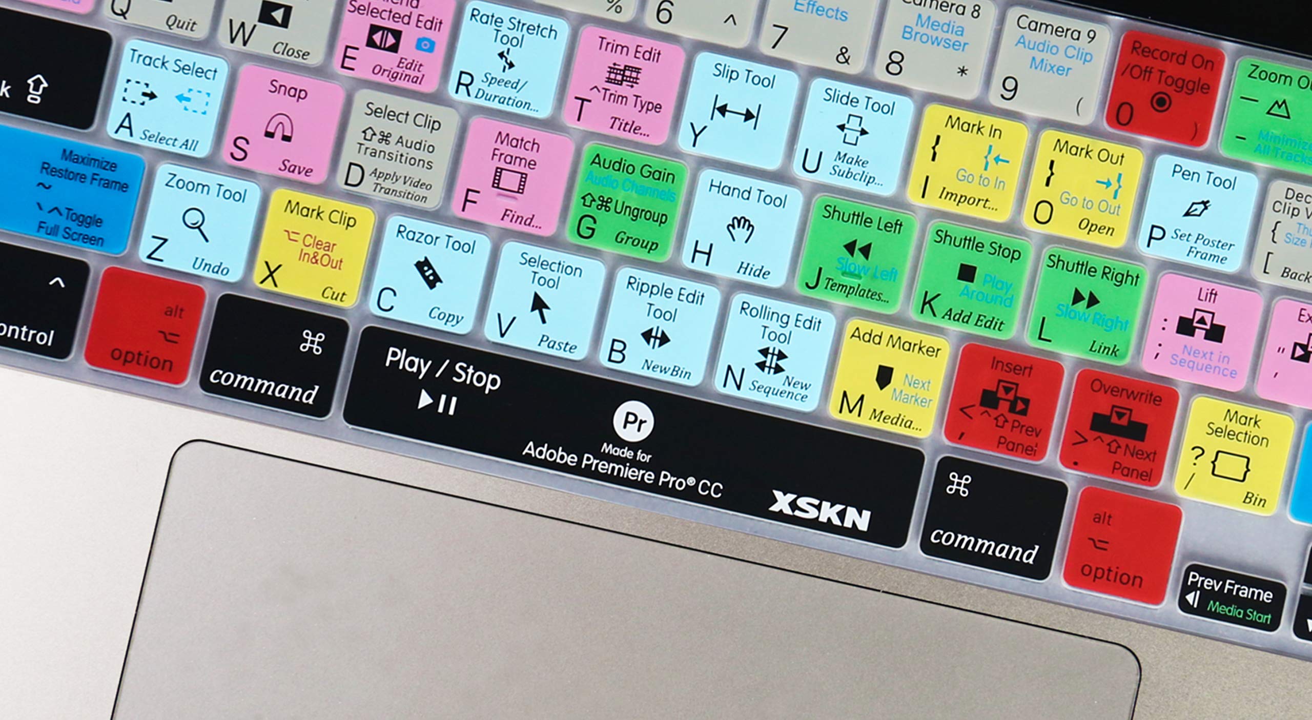 XSKN Premiere Pro CC Silicone Shortcut Keyboard Cover - Compatible with MacBook Pro 16
