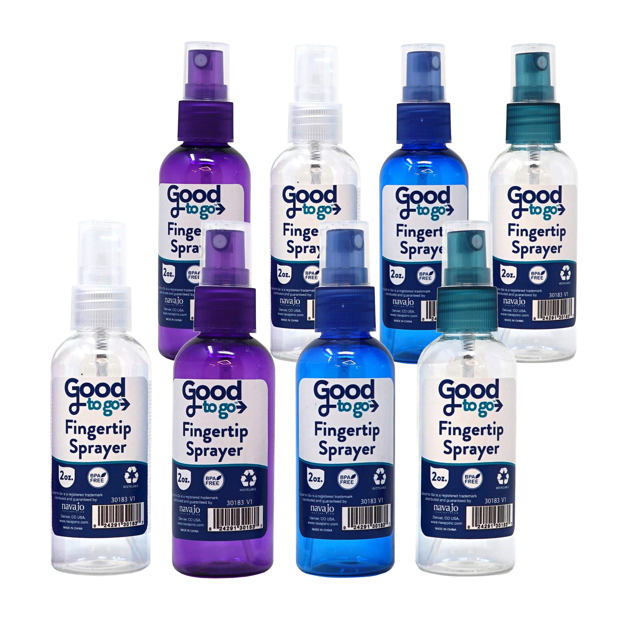 Good To Go Fingertip Spray - 2oz Travel Size (Pack of 8) | Hand Sanitizer for On-The-Go Hygiene, Office, Gym & Travel Essentials