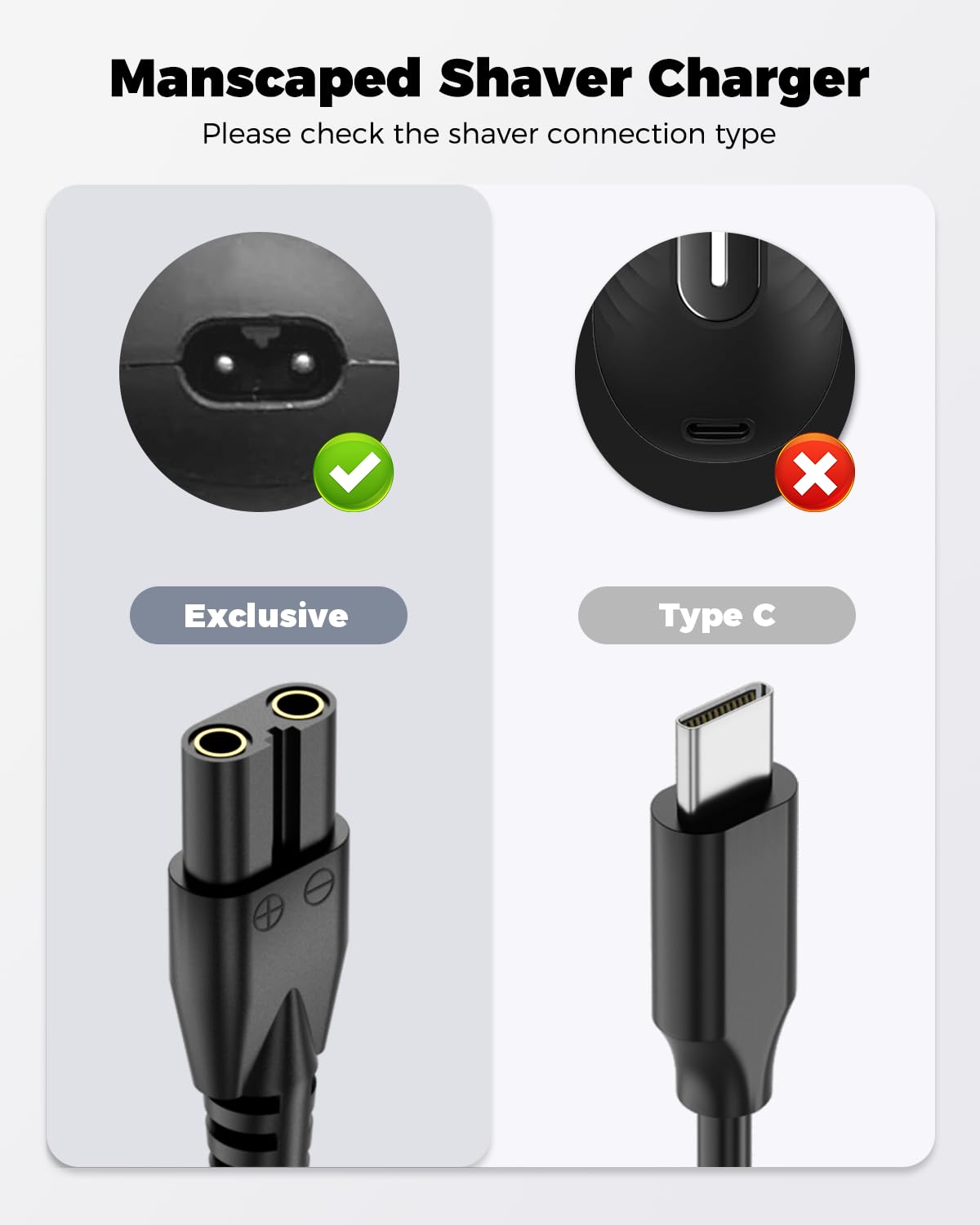 Original Title: Charger Cord for Manscaped Lawn Mower 3.0/2.0 Electric Groin Hair Trimmer, Compatible with Manscaped Shaver Power Adapter Charging Cable Replacement   Optimized Title: **Manscaped Lawn Mower 3.0/2.0 Replacement Charger Cord - Compatible Power Adapter & Charging Cable for Electric Groin Hair Trimmer - Perfect for Travel & Home Grooming**