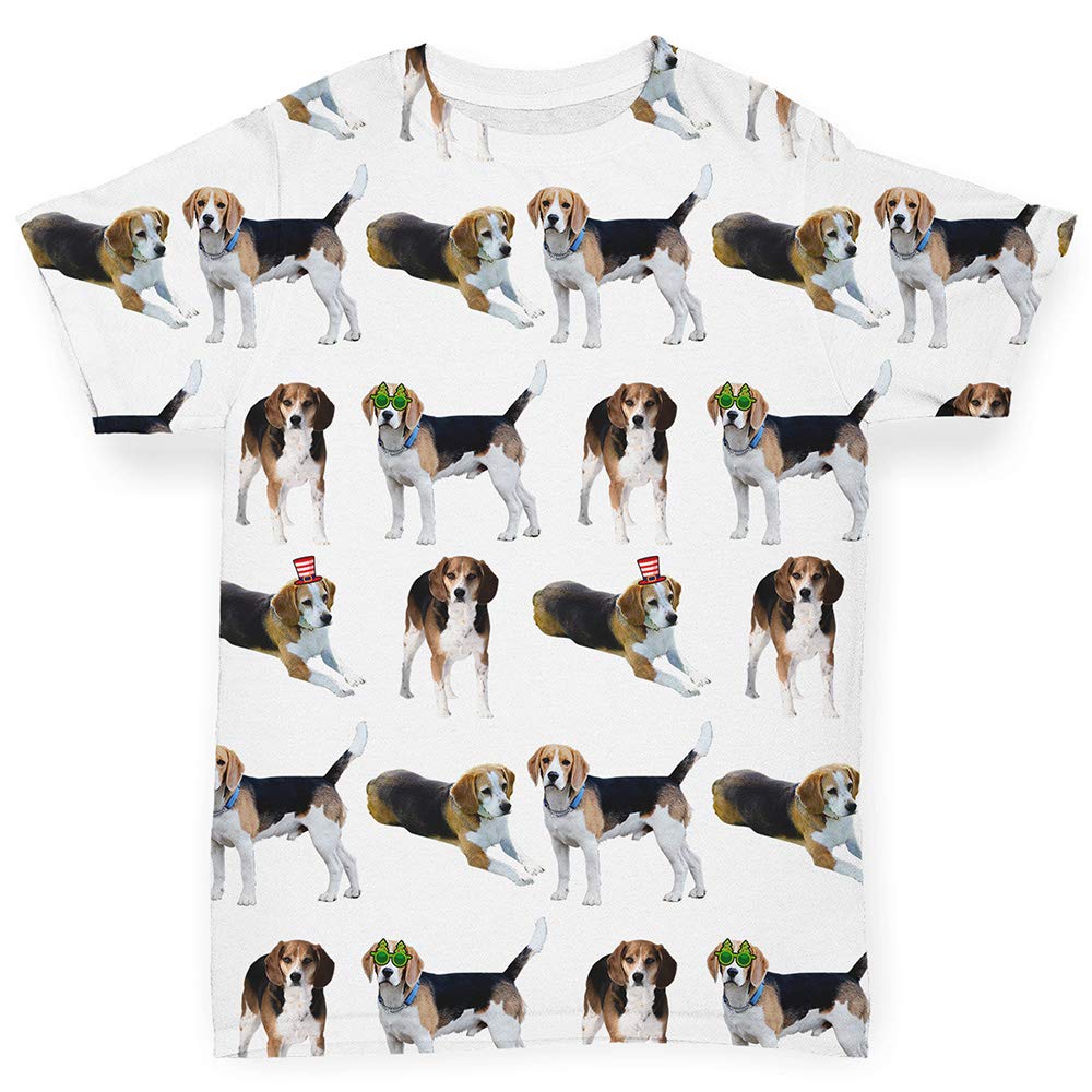 TWISTED ENVY Baby Girl Christmas Outfit - Cute Beagle & Santa Hat Print Holiday Romper - Perfect for Xmas Photos, Family Gatherings & Festive Celebrations