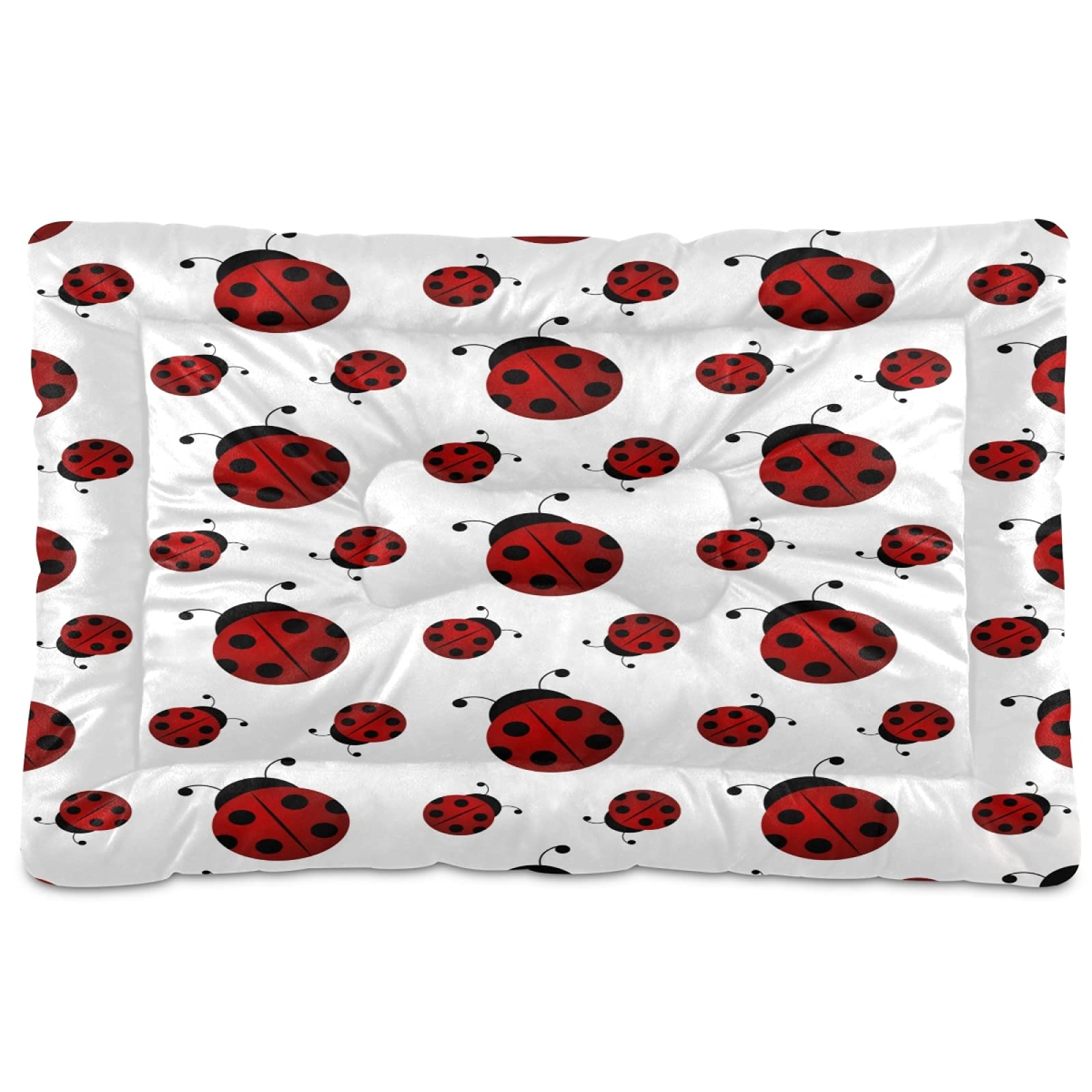 KeepReal Colorful Flowers Ladybugs Pet Bed - Ultra Soft Rectangle Dog & Cat Bed for Small to Medium Pets, 24x18 Inch - Calming Comfort Bed for Puppies, Kittens, and Adult Pets (Perfect for Living Room, Bedroom, or Pet Travel)