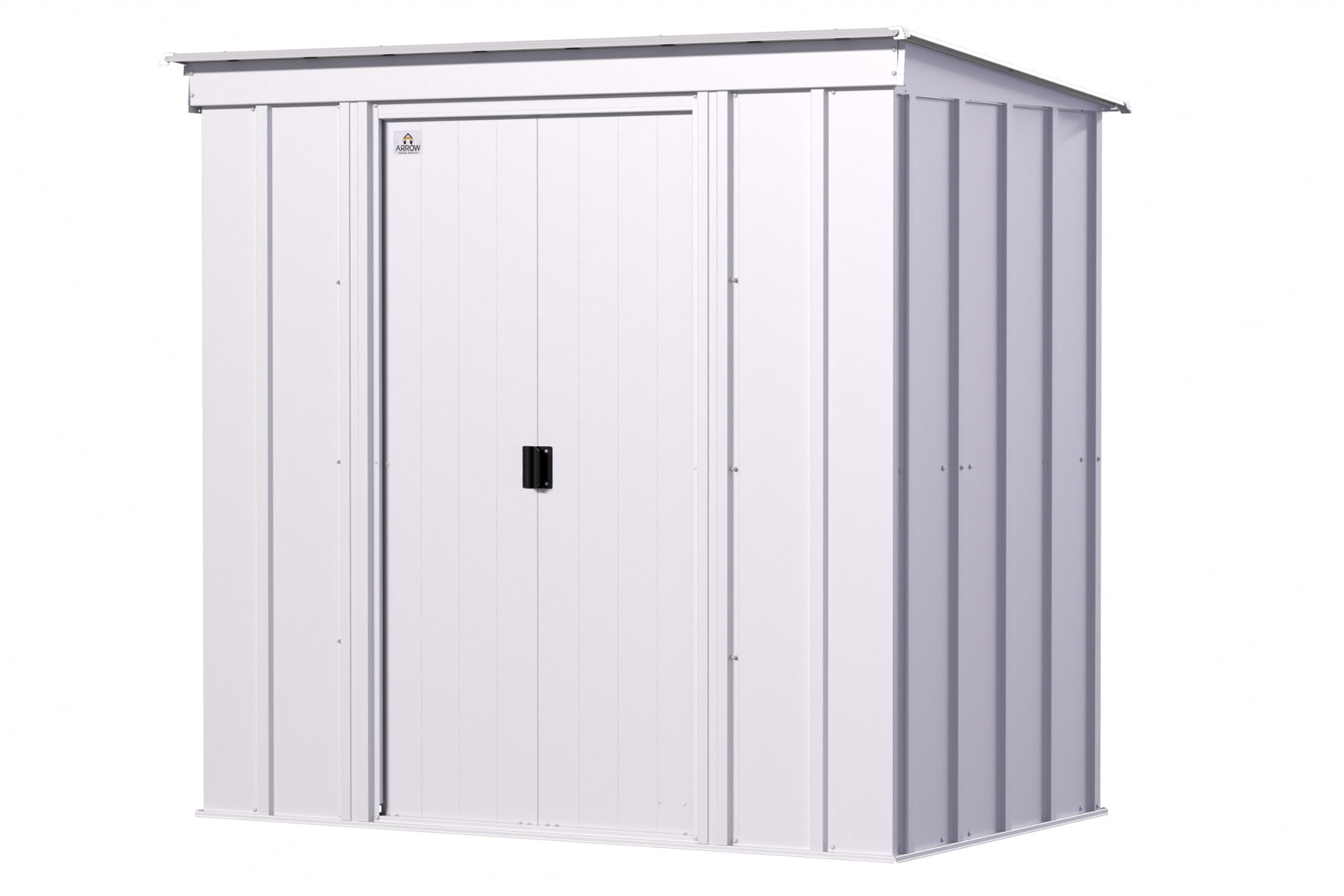 Arrow Classic Steel Storage Shed 6x4 ft Outdoor Garden Shed, Flute Grey - Perfect for Backyard Storage, Lawn Equipment, and Gardening Tools