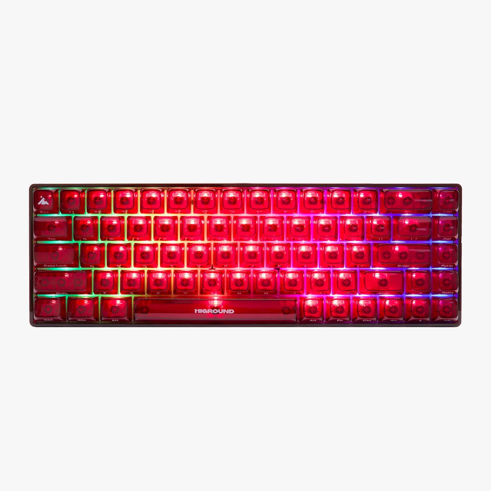 Clear Ruby Basecamp 65 Mechanical Keyboard - White Flame Switch - Compact 65% Layout for Gaming & Office Typing - Perfect for Esports, Programming & Home Workspace