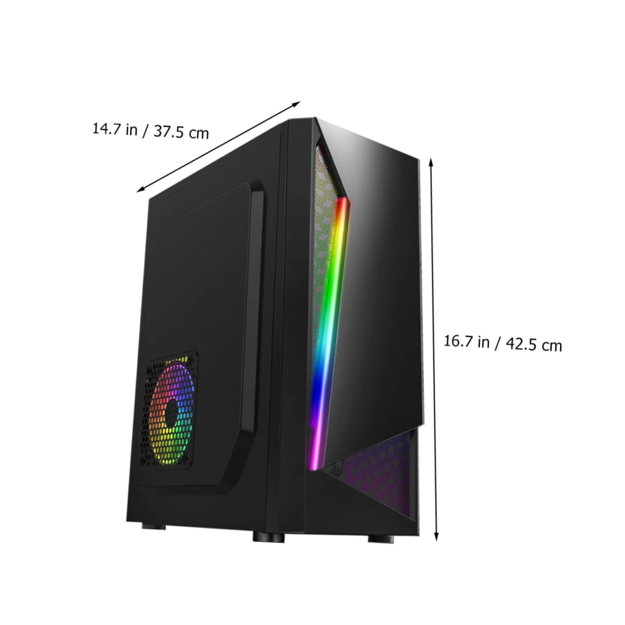 Mikikit Gaming PC Case - High Performance ATX Mid Tower Computer Chassis with Tempered Glass Side Panel & RGB Lighting - Perfect for Home Office, Gaming Setup, and Internet Cafe Use