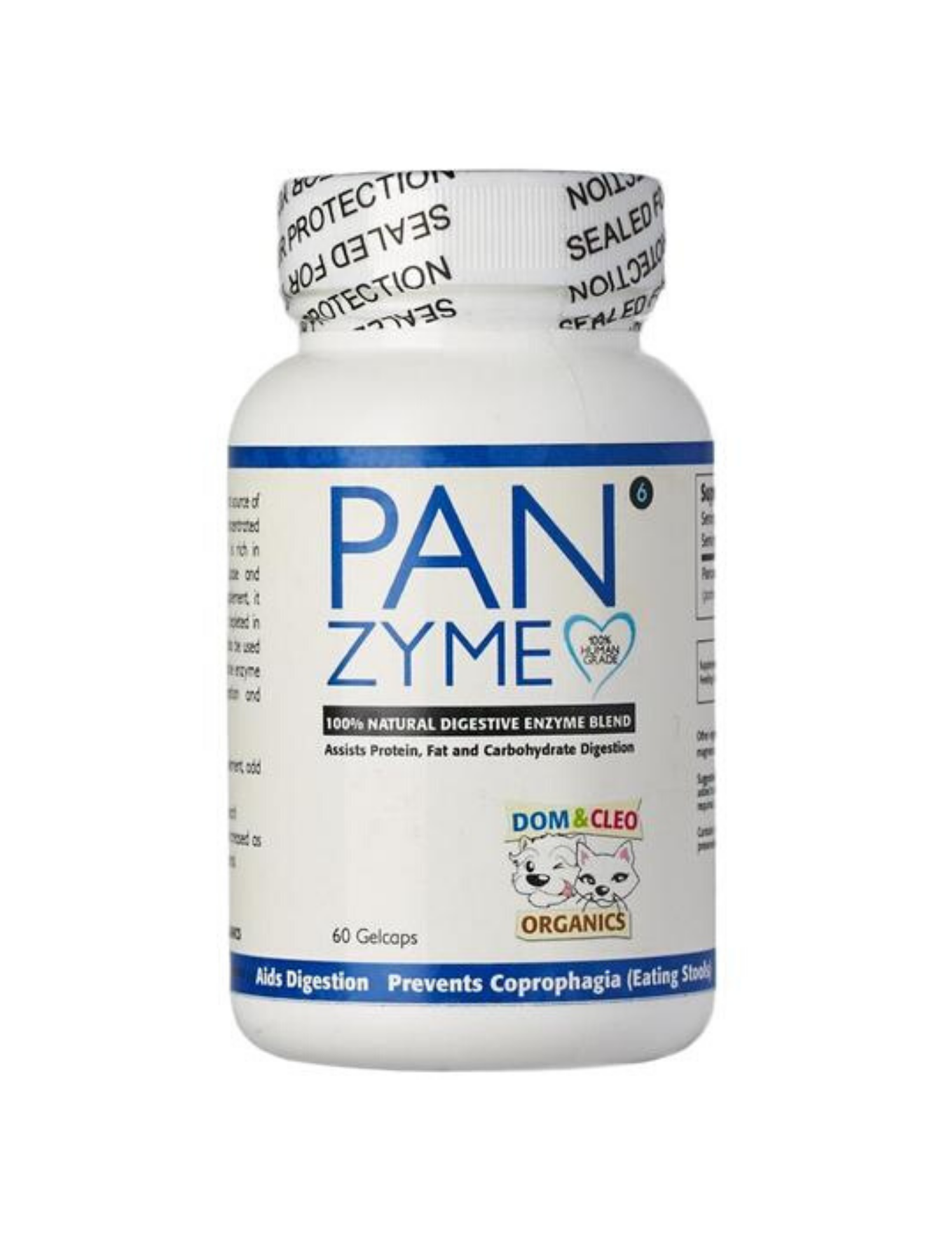 Dom & Cleo Panzyme Digestive Enzyme Supplement for Dogs & Cats - 60 Gelcaps | Supports Healthy Digestion & Nutrient Absorption for Pets | Ideal for Mealtime, Sensitive Stomachs & Senior Pets