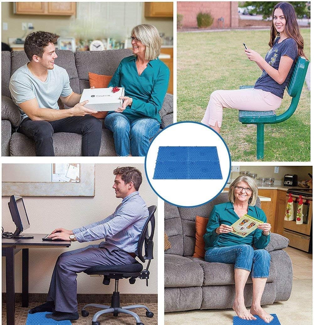 Acupressure Foot Massage Mat - Reflexology Walking Toe Plate Massage Pad for Yoga, Bathroom & Outdoor Use - Anti-Slip Design - Set of 4 Blue Mats - Relieve Foot Pain & Improve Circulation