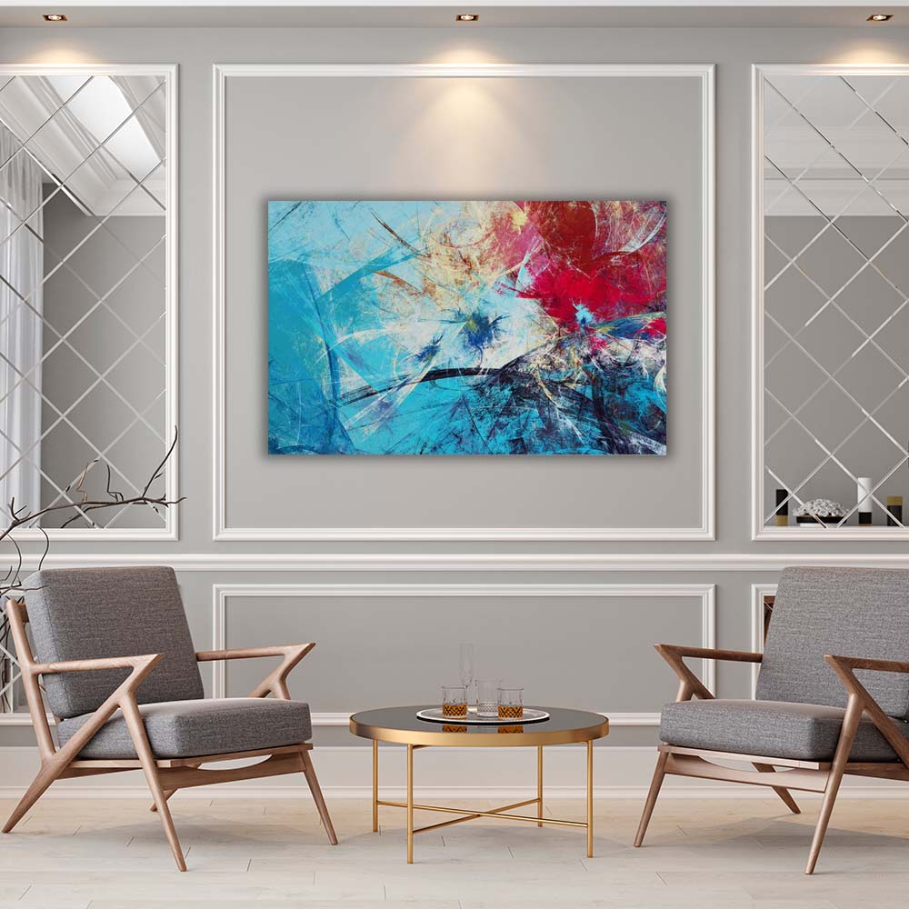 Abstract Blue & Red Wall Art Canvas Painting - Modern Home Decor for Living Room, Bedroom & Office - Perfect Gift for Housewarming & Holidays