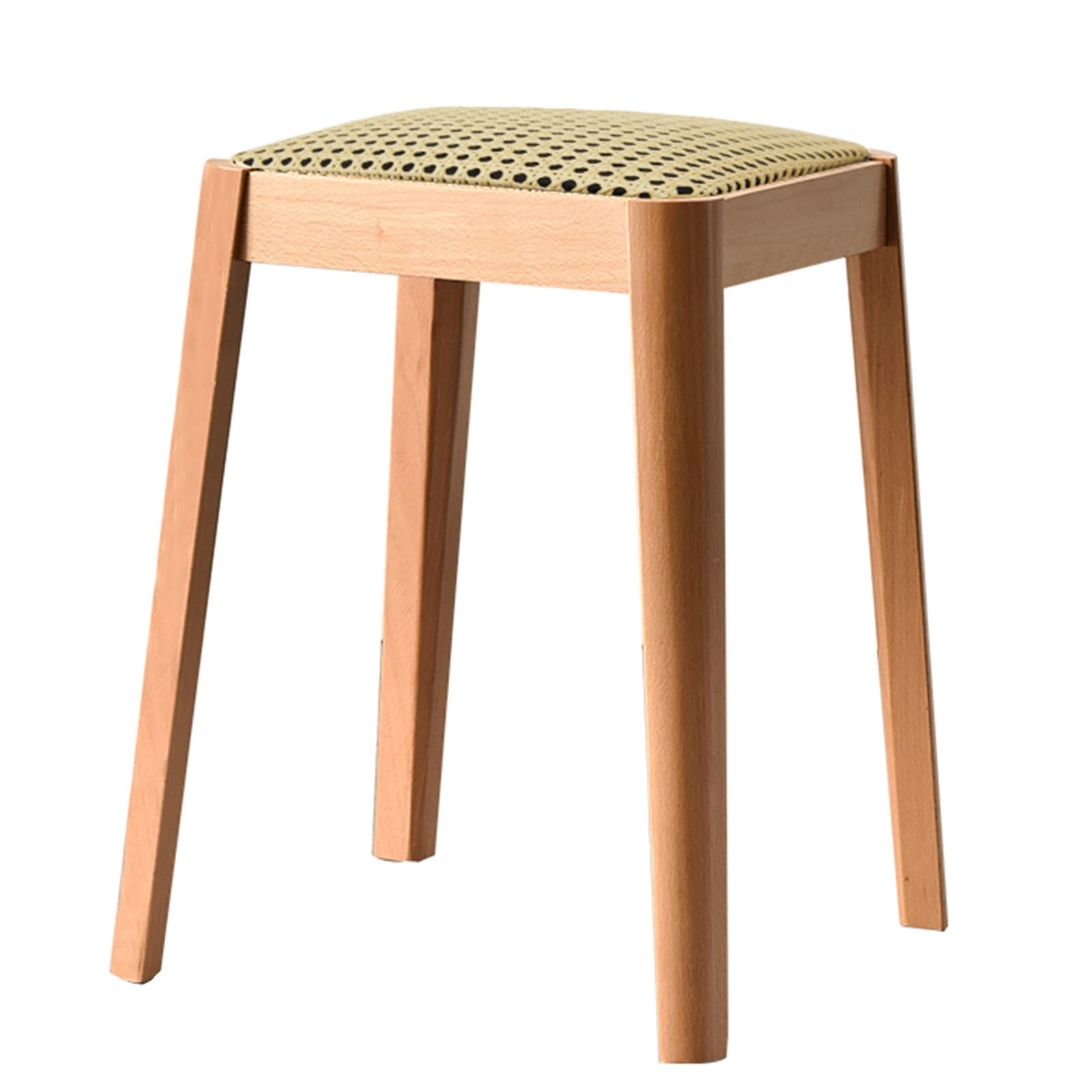 Wooden Stool for Dining Room, Bedroom Makeup, Reception - Stackable Design (30x30x46cm, Natural Wood) - Perfect for Home Decor, Guest Seating & Vanity Use
