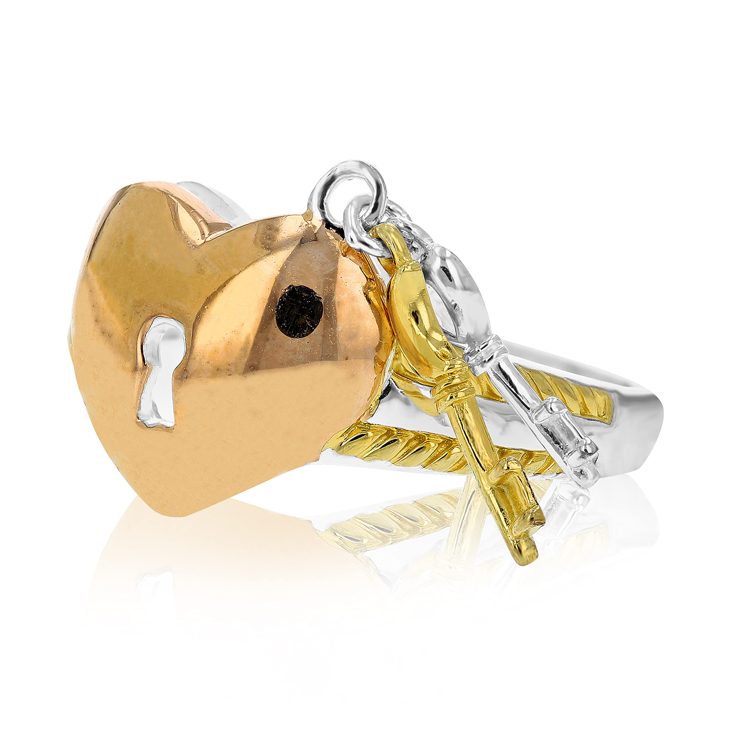 14K Yellow Gold Plated Sterling Silver Heart Pendant with Lock & Key Charm - Perfect for Valentine's Day Gifts, Anniversary Presents & Romantic Jewelry