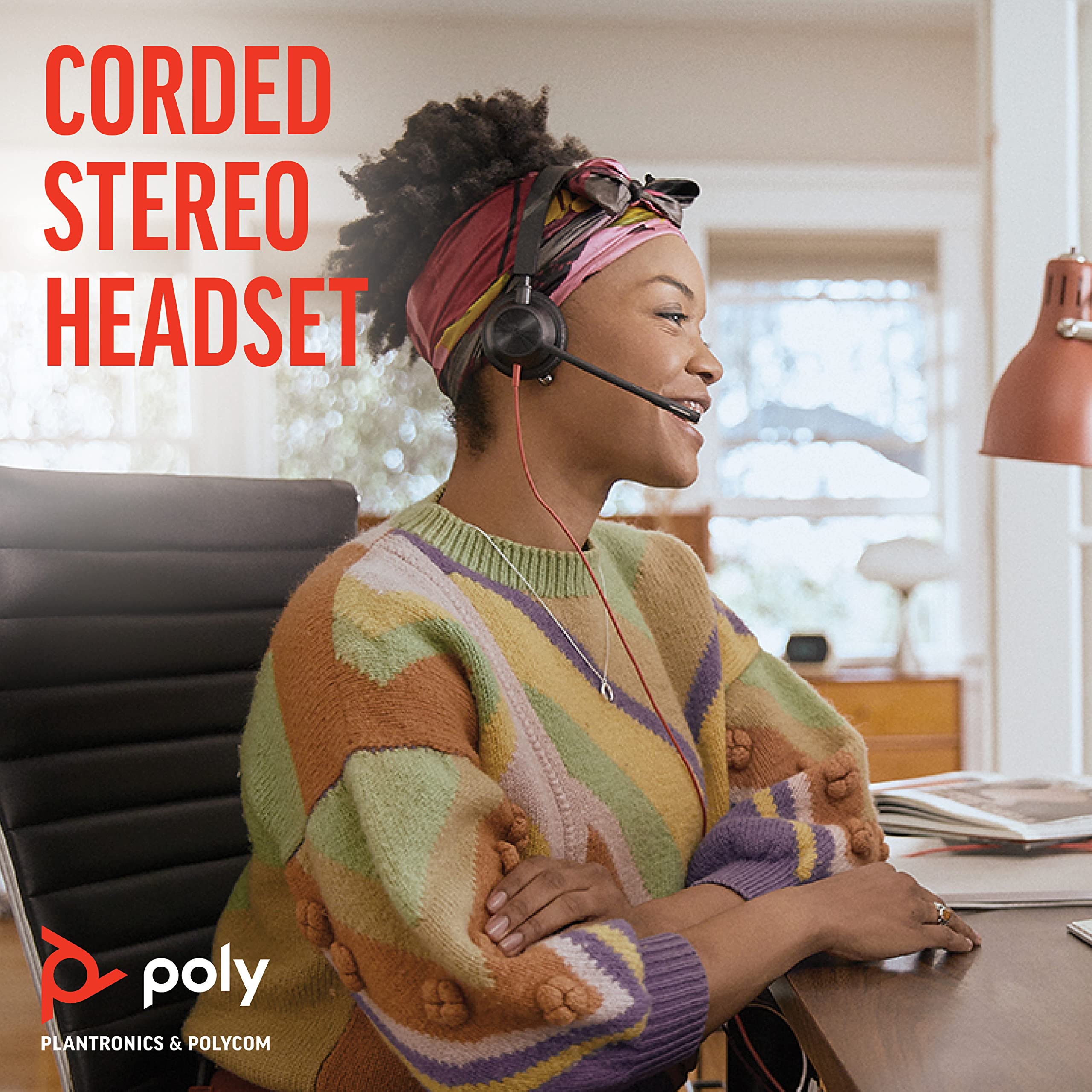 Poly Blackwire 3325 USB-C Wired Stereo Headset with Boom Mic - Noise Cancelling for PC, Mac, Mobile & Tablet - Compatible with Teams, Zoom, Skype - Perfect for Remote Work, Online Classes & Call Centers