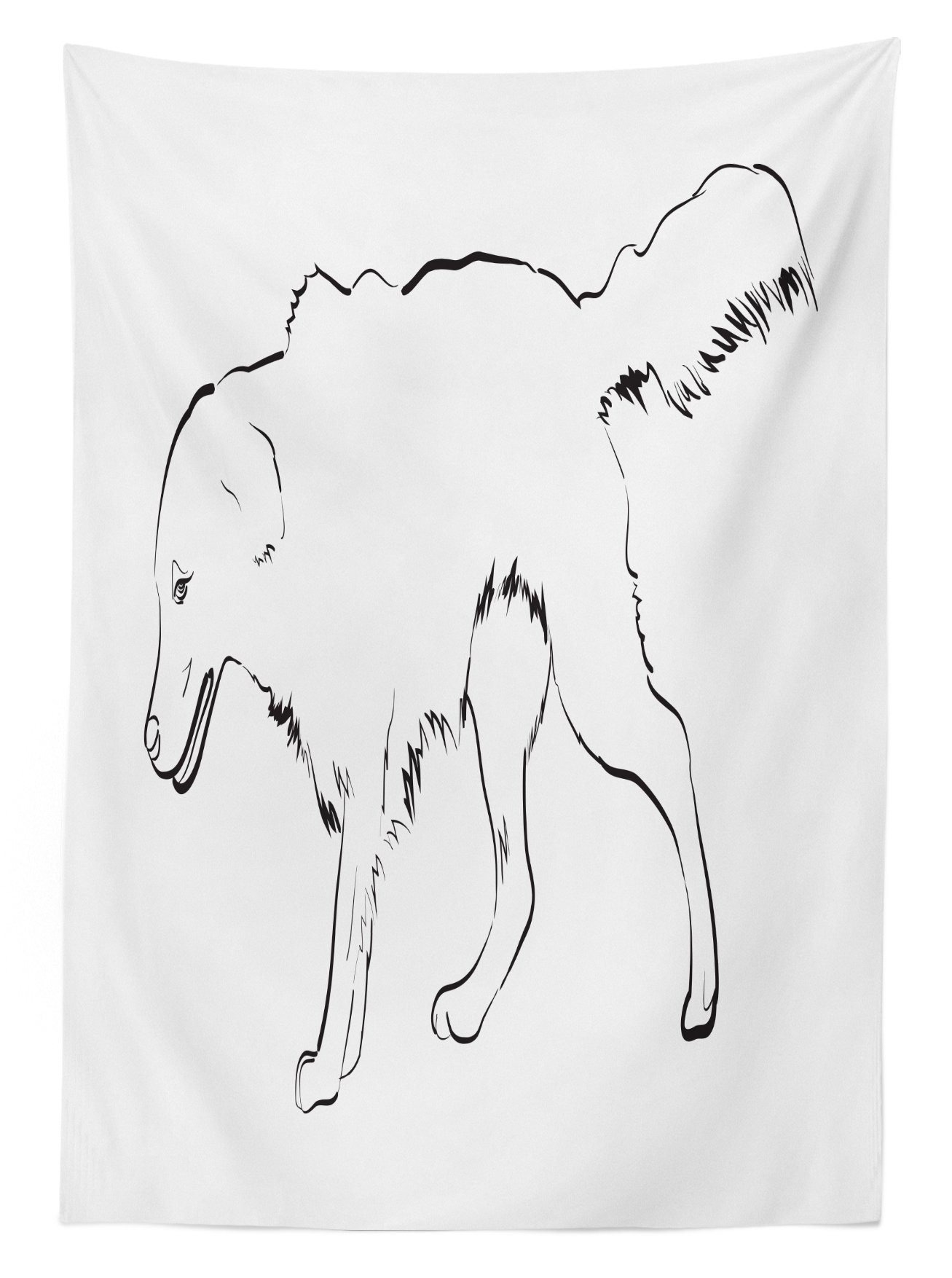 Ambesonne Golden Retriever Dog Sketch Tablecloth - Washable Outdoor Picnic Blanket 58x120 Inches Black & White - Perfect for Backyard BBQs, Pet Parties & Picnics