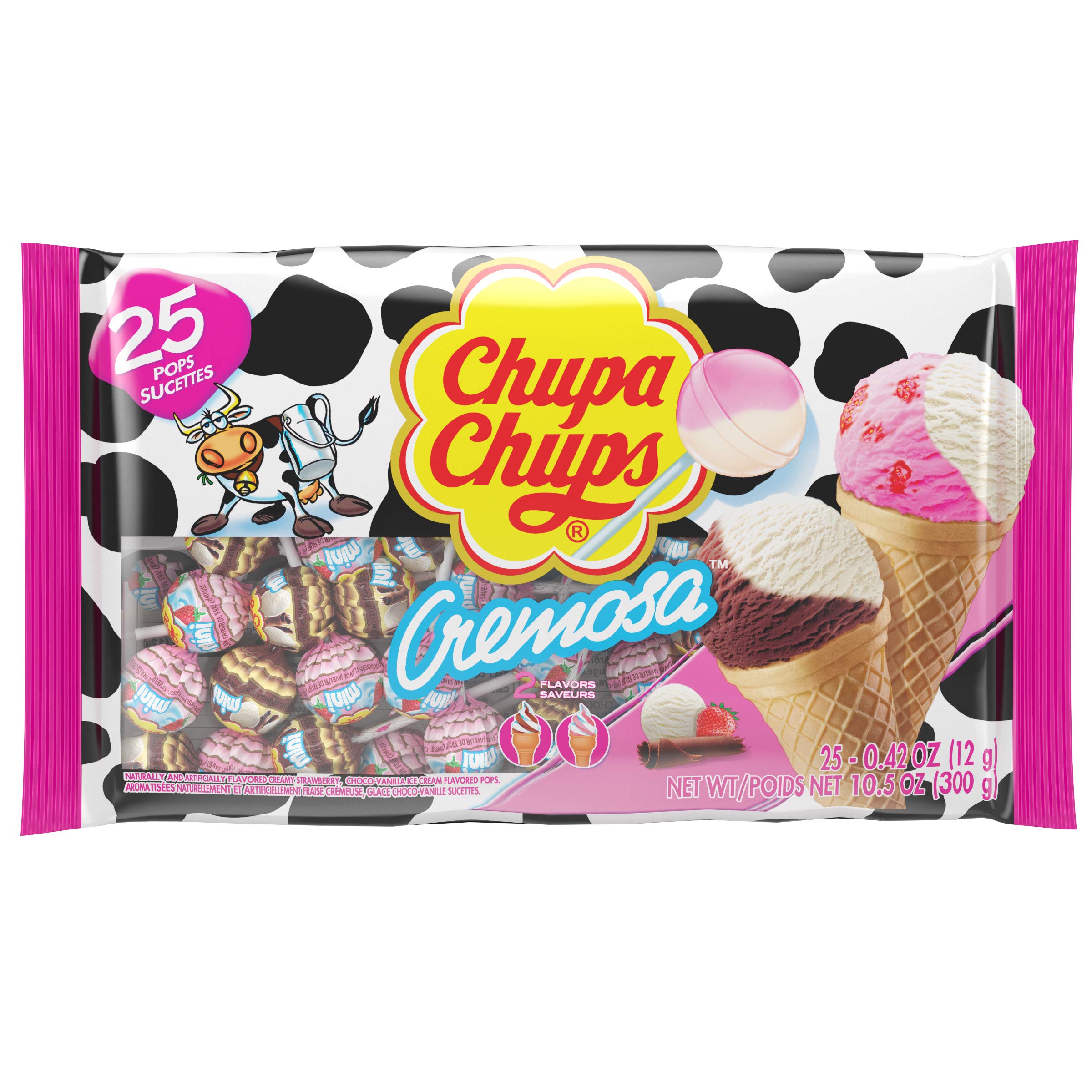 Chupa Chups Creamy Ice Cream Lollipops - 25 Count Pack (10.5 oz) | Delicious Easter Candy for Sharing | Perfect for Parties, Gift Baskets & Office Treats