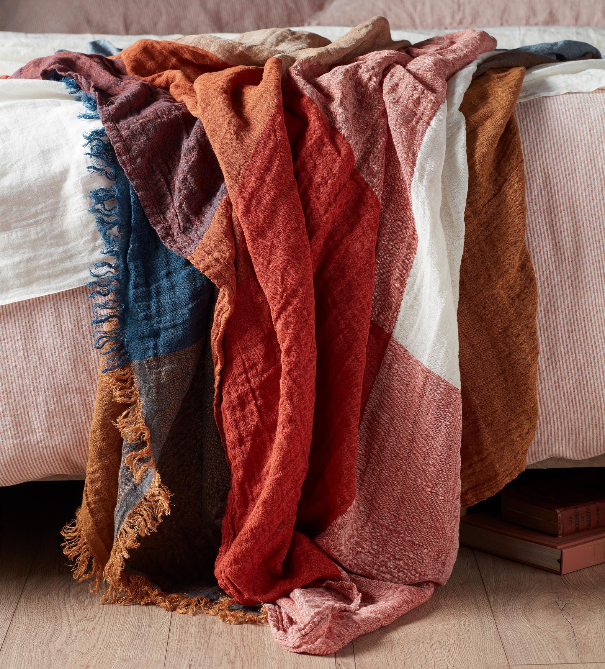 Soft & Breathable Nina Cotton Linen Throw Blanket - Lightweight Summer Bedspread for Couch, Sofa & Outdoor Picnics