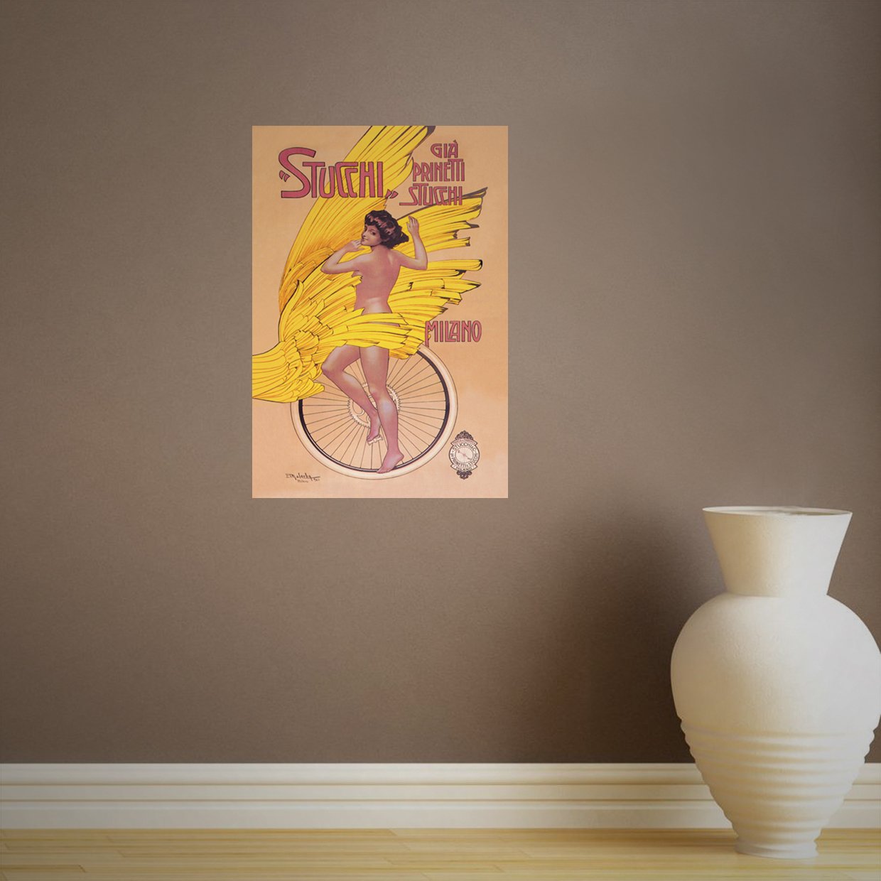 Peel & Stick Wall Decal - Emilio Malerba Gian Bicycle Art Sticker (24x36 inches) | Removable Vinyl Wall Art for Home, Office & Nursery Decor
