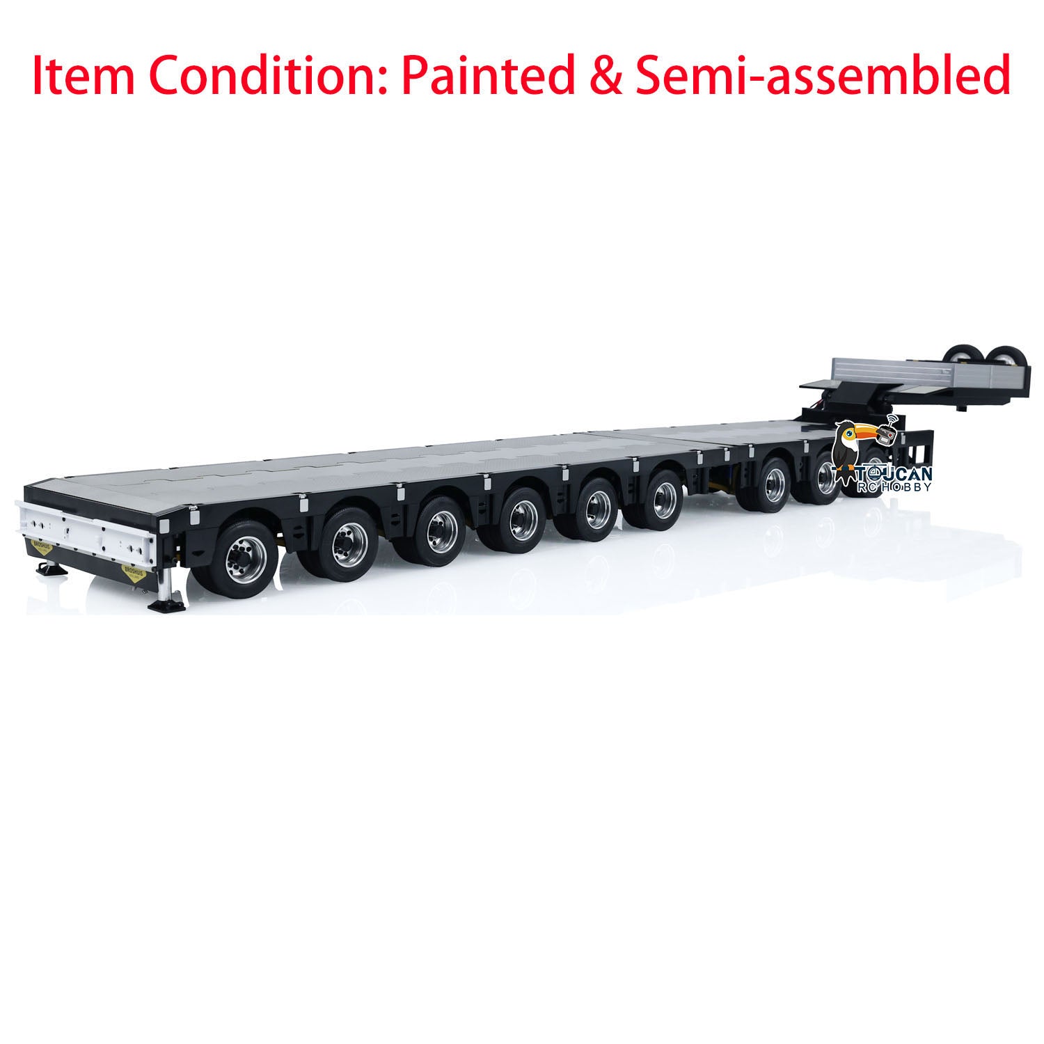 1/14 Scale 9 Axle Extendable Metal Trailer for RC Tractor Trucks & Remote Control Cars - Realistic Simulation Model with LED Lights - Perfect for RC Construction Play, Off-Road Adventures & Collector Displays