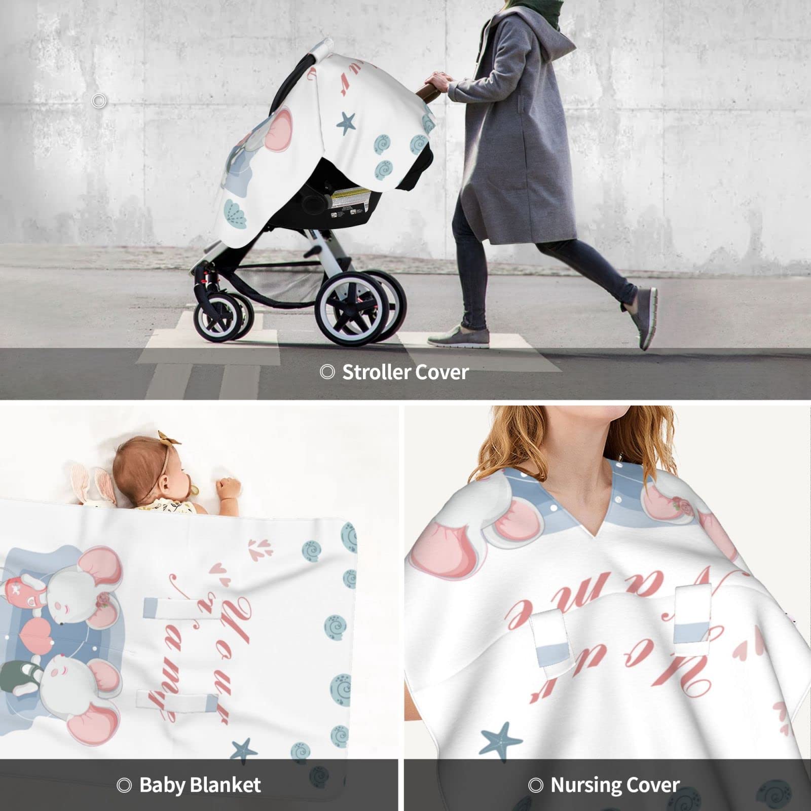 Personalized Baby Car Seat Covers with Name - Custom Infant Car Seat Canopy for Boys & Girls - Nursing & Breastfeeding Cover - Perfect for Travel, Shopping & Daily Outings