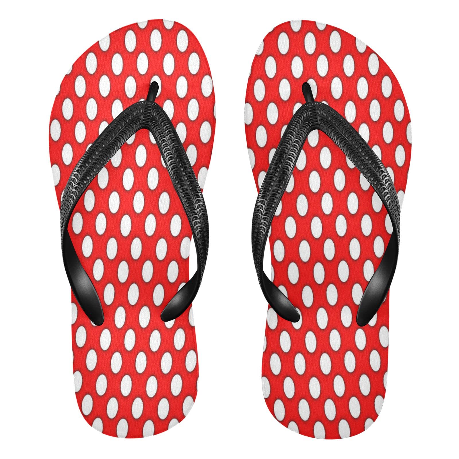 Women's & Men's Red Dot Flip Flops - Non-Slip Rubber Beach Sandals for Travel, Shower, Hotel & Sports | Comfortable Fashion Slippers for Summer, Pool, Vacation & Outdoor Activities