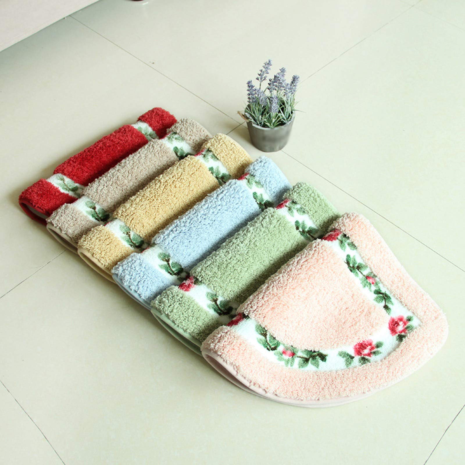 Half Moon Bathroom Door Mat - Non-Slip Semicircle Rug for Kitchen, Bedroom & Toilet | Rustic Rose Design Floor Mat for Home Decor | Perfect for Entryways, Showers & High-Traffic Areas