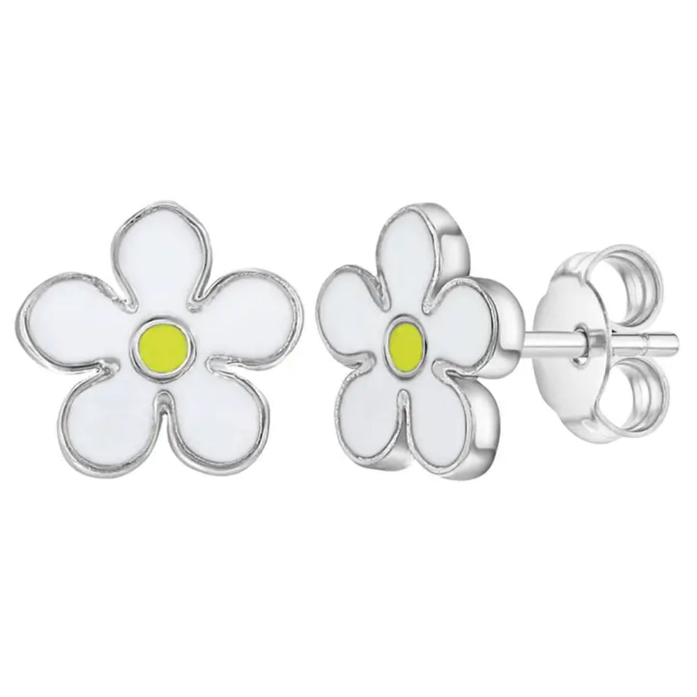 Fun Summer Daisy Enamel Earrings for Kids - Sterling Silver Dangle Earrings for Girls - Perfect for Birthday Gifts, Parties & Everyday Wear