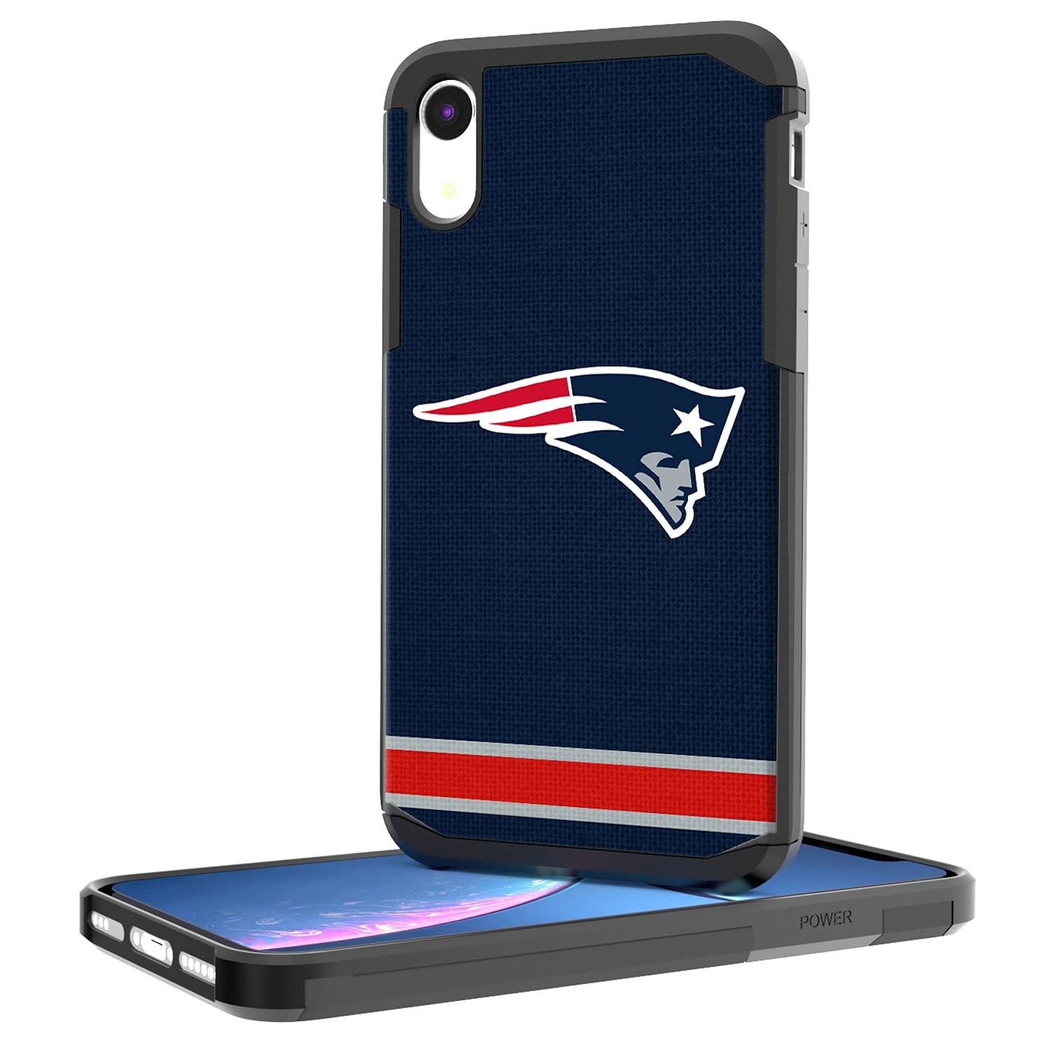 New England Patriots iPhone Case - Rugged Stripe Design Protective Cover for iPhone 14/13/12/11/X/8/7 - Shockproof & Scratch-Resistant - Perfect for Football Games, Outdoor Activities & Daily Use