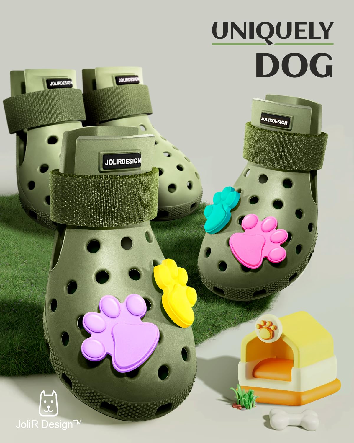 **Non-Slip Waterproof Dog Boots for Hot Pavement & Snow - Paw Protectors for Small, Medium & Large Dogs | Easy ON/OFF, Durable & Easy-Clean | Perfect for Beach, Hiking & Winter Walks (Olives, Large)**