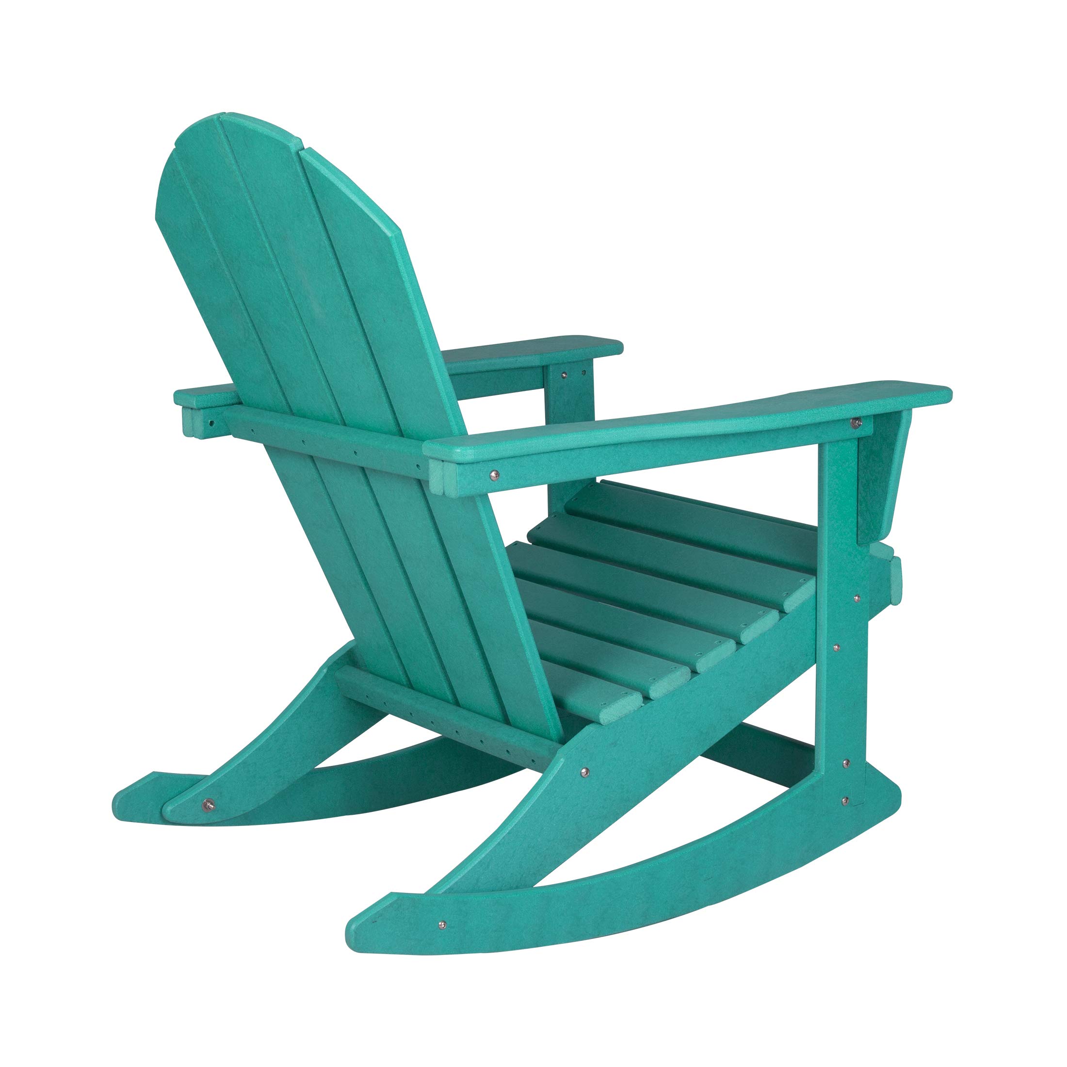 WO Home Furniture 4-Piece Patio Rocking Chair Set - Classic Outdoor HDPE Rocking Chairs with UV & Weather Resistance (Turquoise) - Perfect for Backyard, Garden, Poolside & Porch Relaxation