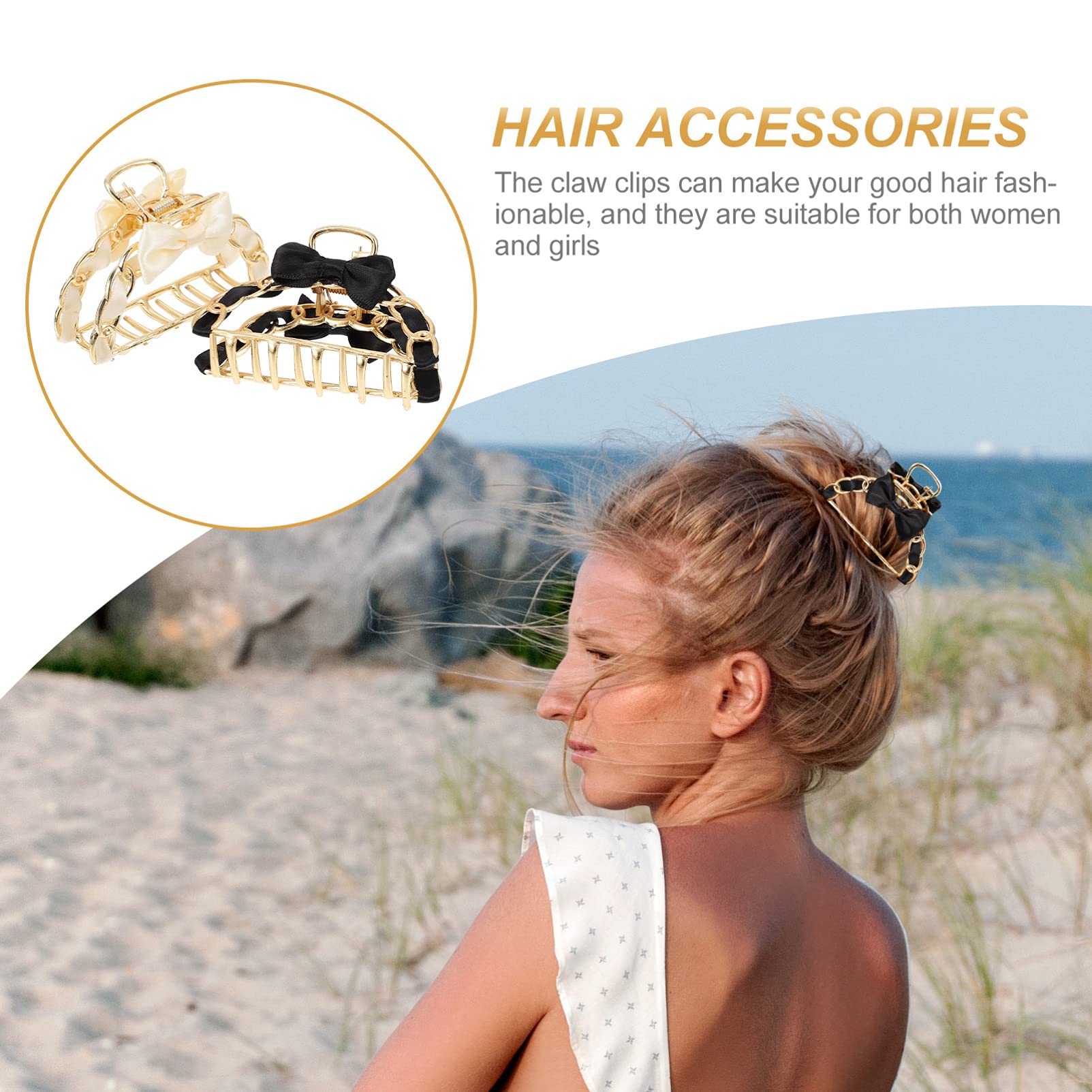 Lurrose Metal Hair Claw Clips - Non-Slip Bowknot Jaw Clips for Women & Girls | Retro Silk Hair Barrettes & Fancy Hair Clamps | Perfect for Updos, Ponytails & Everyday Styling