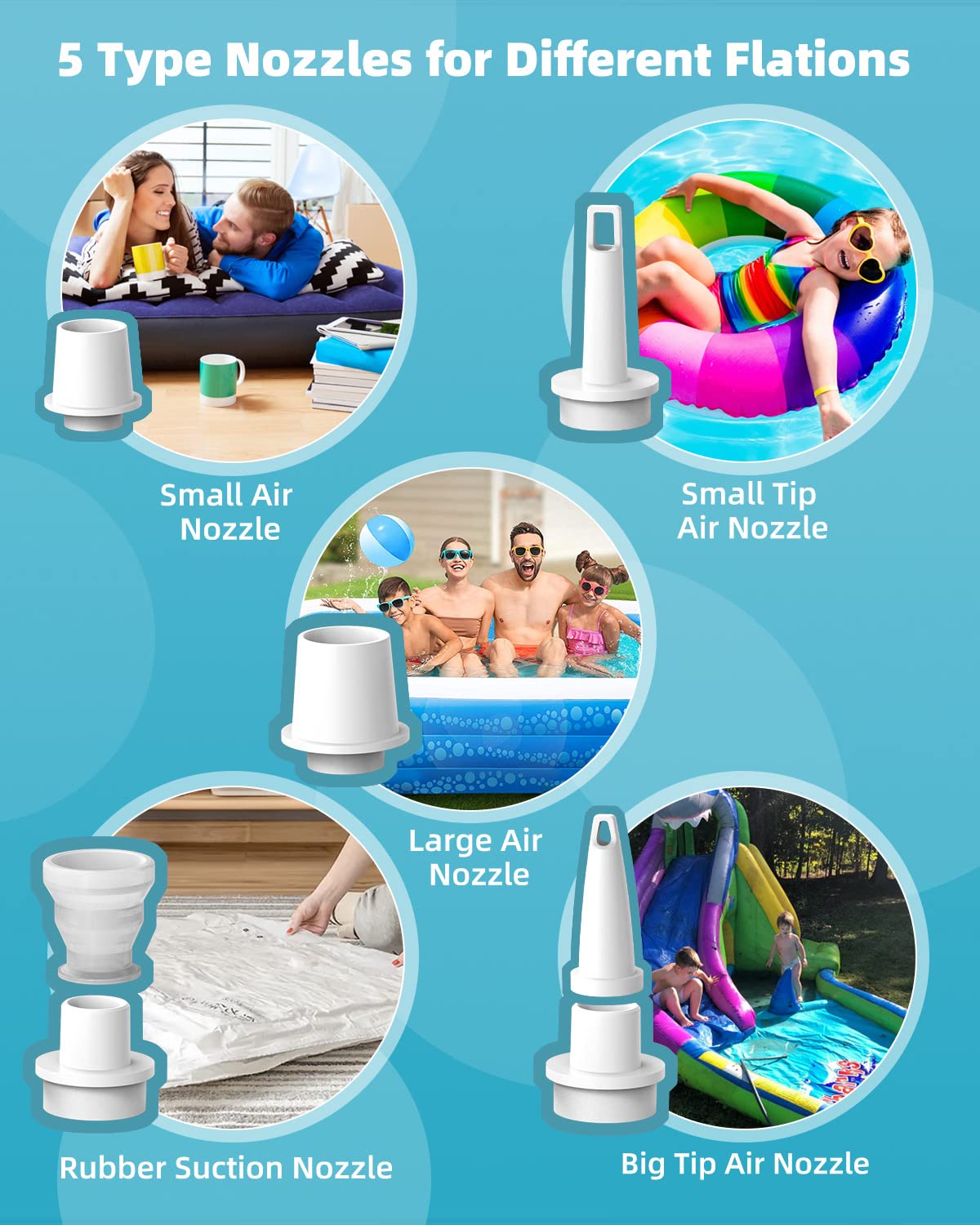 **Mini Portable USB Rechargeable Air Pump for Inflatables - Fast Inflation for Air Mattress, Pool Floats, Inflatable Toys - Perfect for Camping, Travel & Home Use**