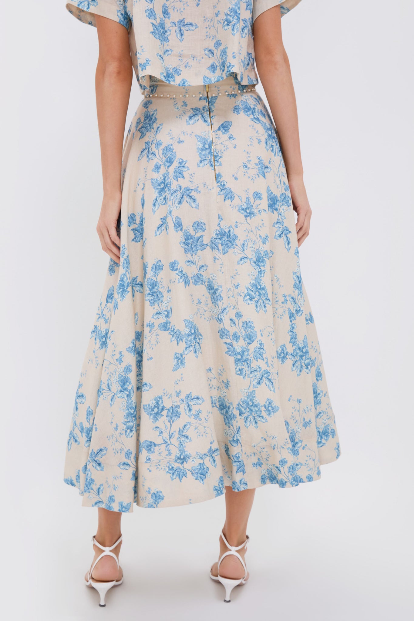 Bougainvillea Bergamot Print Floral Maxi Skirt - Women's Bohemian Summer Beach Dress for Vacation, Garden Party & Outdoor Date