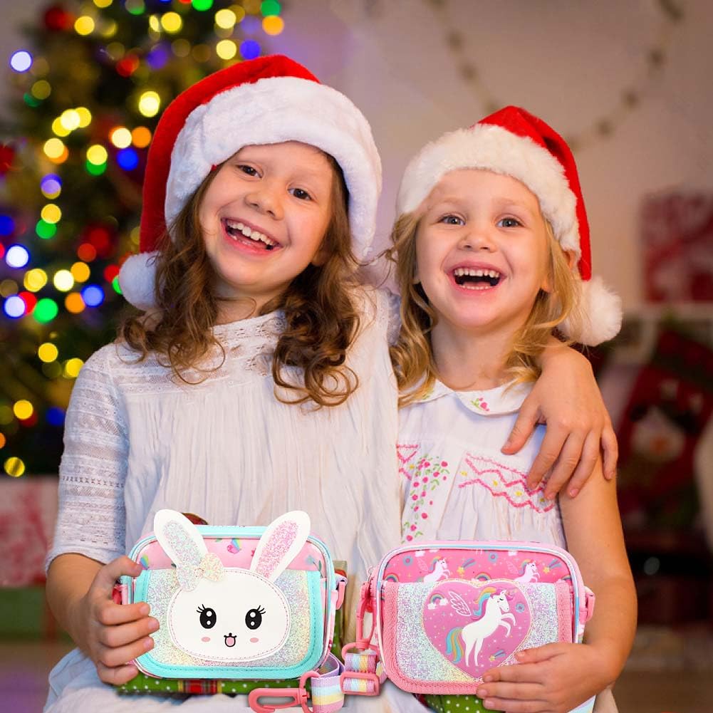 Cute Bunny Crossbody Purse for Girls Age 3-12 - Adorable Little Girl Handbag Gift for Birthday, Party & Dress Up Play