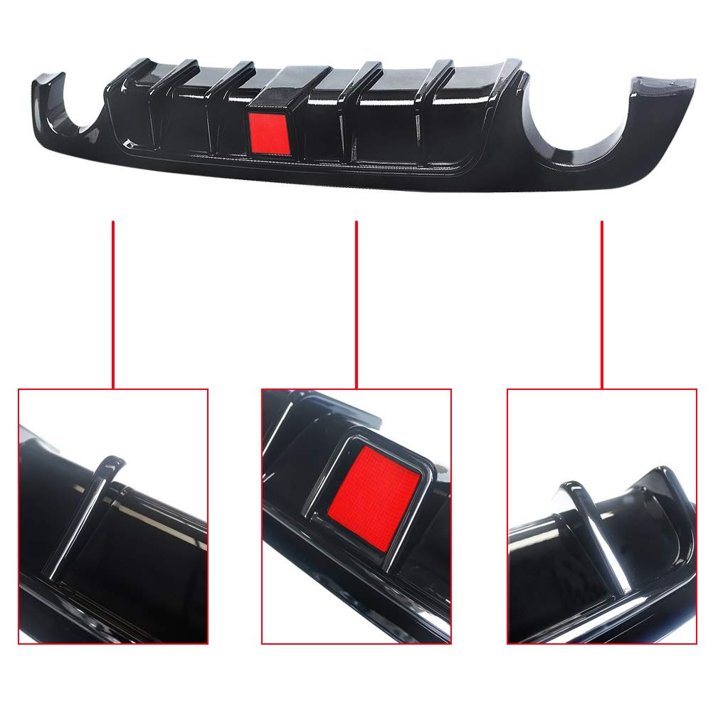 Gloss Black Rear Diffuser with Brake LED for 2018-2024 Infiniti Q50 | Lower Bumper Splitter Lip Spoiler | Enhances Aerodynamics & Sporty Style for Street Racing & Car Shows