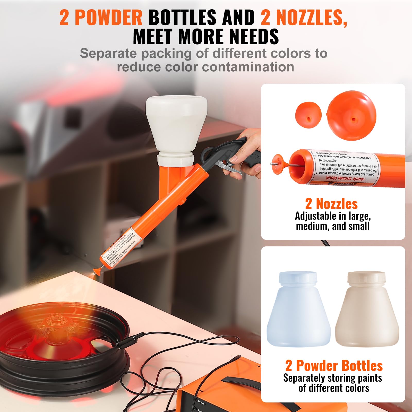 VEVOR 50KV Electrostatic Powder Coating System Kit with Spray Gun, Foot Switch, Nozzles & Powder Cups - Professional Powder Coating Equipment for DIY Home Projects & Commercial Metal Coating Applications (Great for Automotive Parts, Furniture, Bikes & Industrial Components)