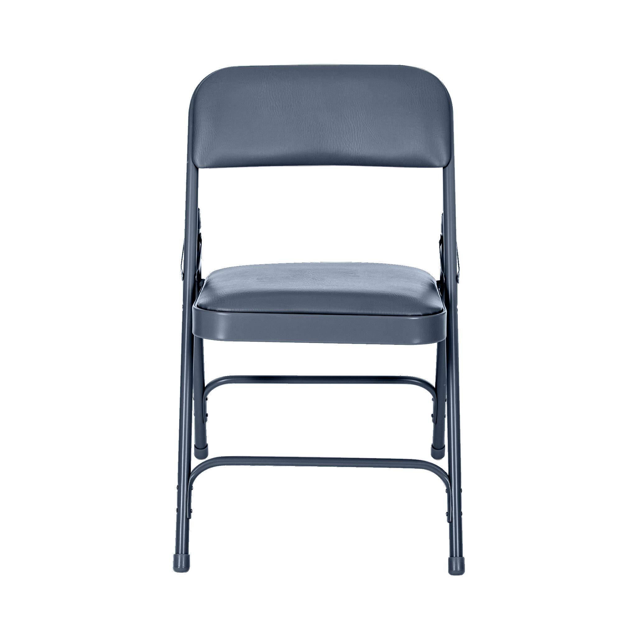 Premium Vinyl Upholstered Folding Chair with Heavy-Duty Padded Seat & Triple Brace Design - Comfortable Blue Event Chair for Weddings, Parties, and Outdoor Gatherings