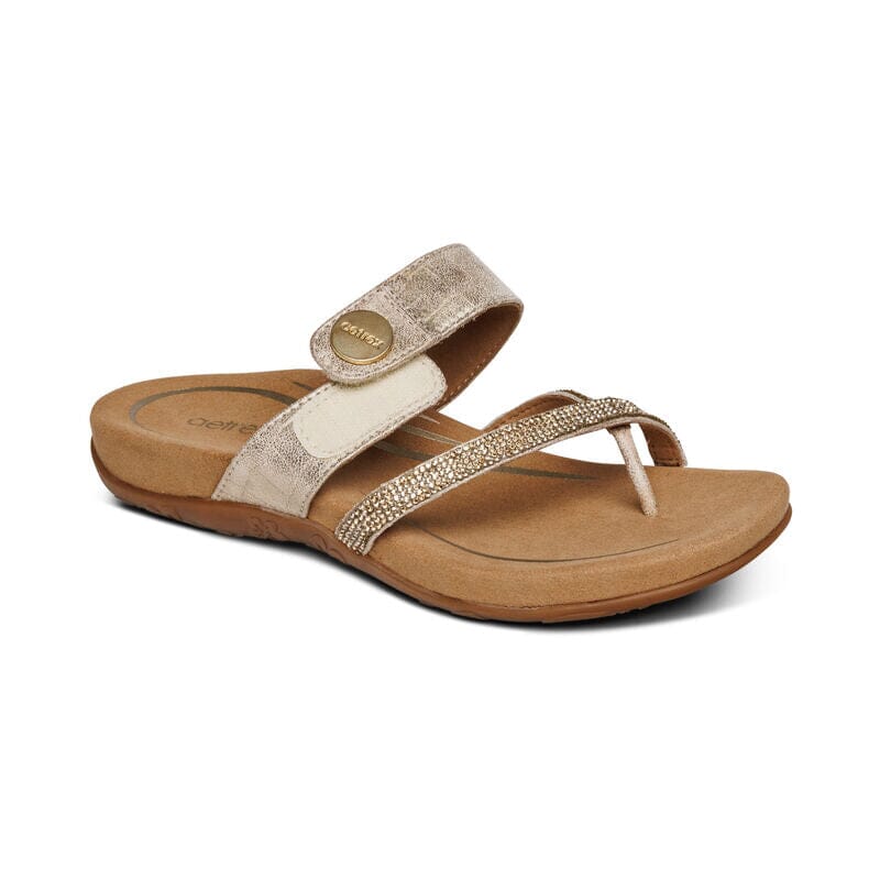 AETREX IZZY Adjustable Slides for Women & Men - Comfortable Orthopedic Sandals for Walking, Travel & Home Use